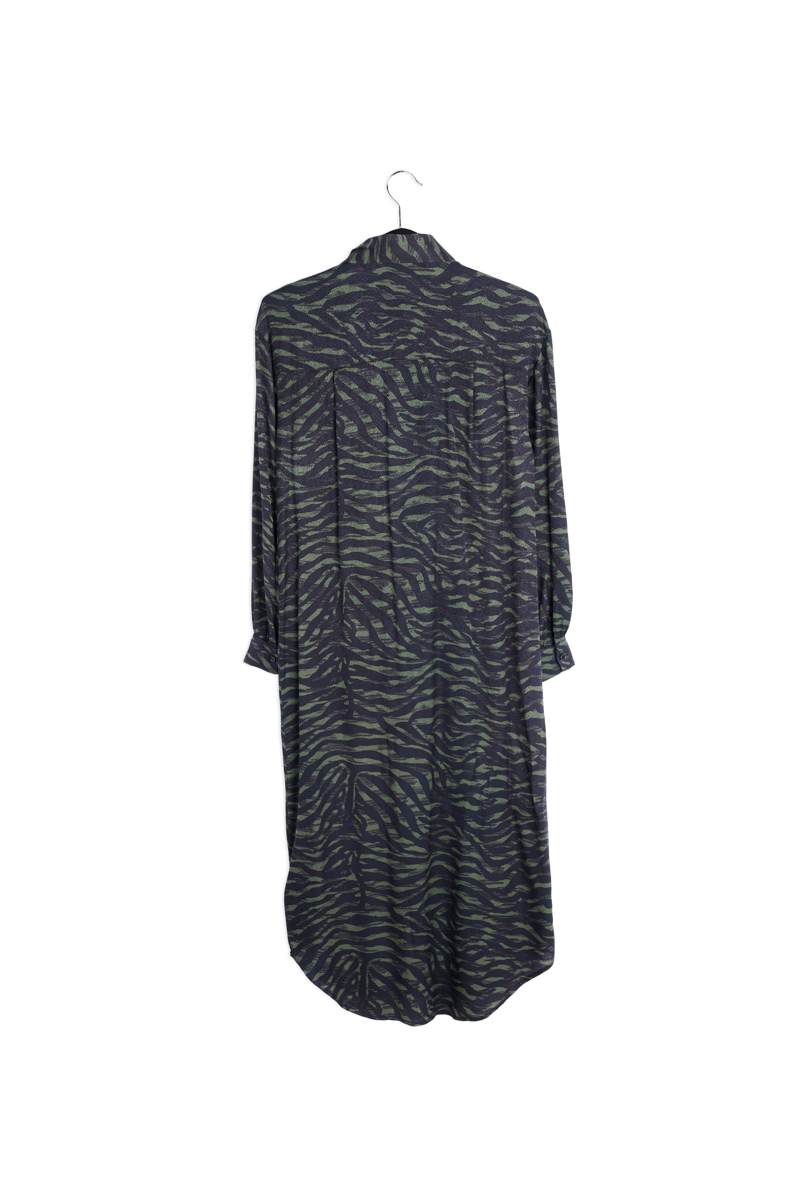 Green and black zebra print midi shirt dress RE—SSENTIEL | Essentiel second hand