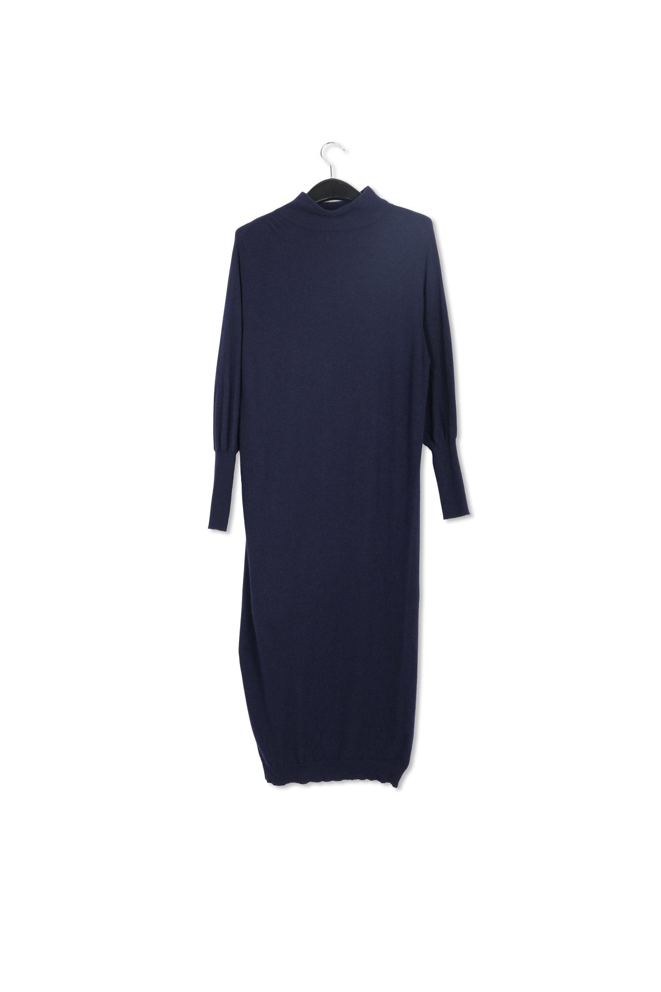Dark blue midi-length merino wool blend knit dress RE—SSENTIEL | Essentiel second hand