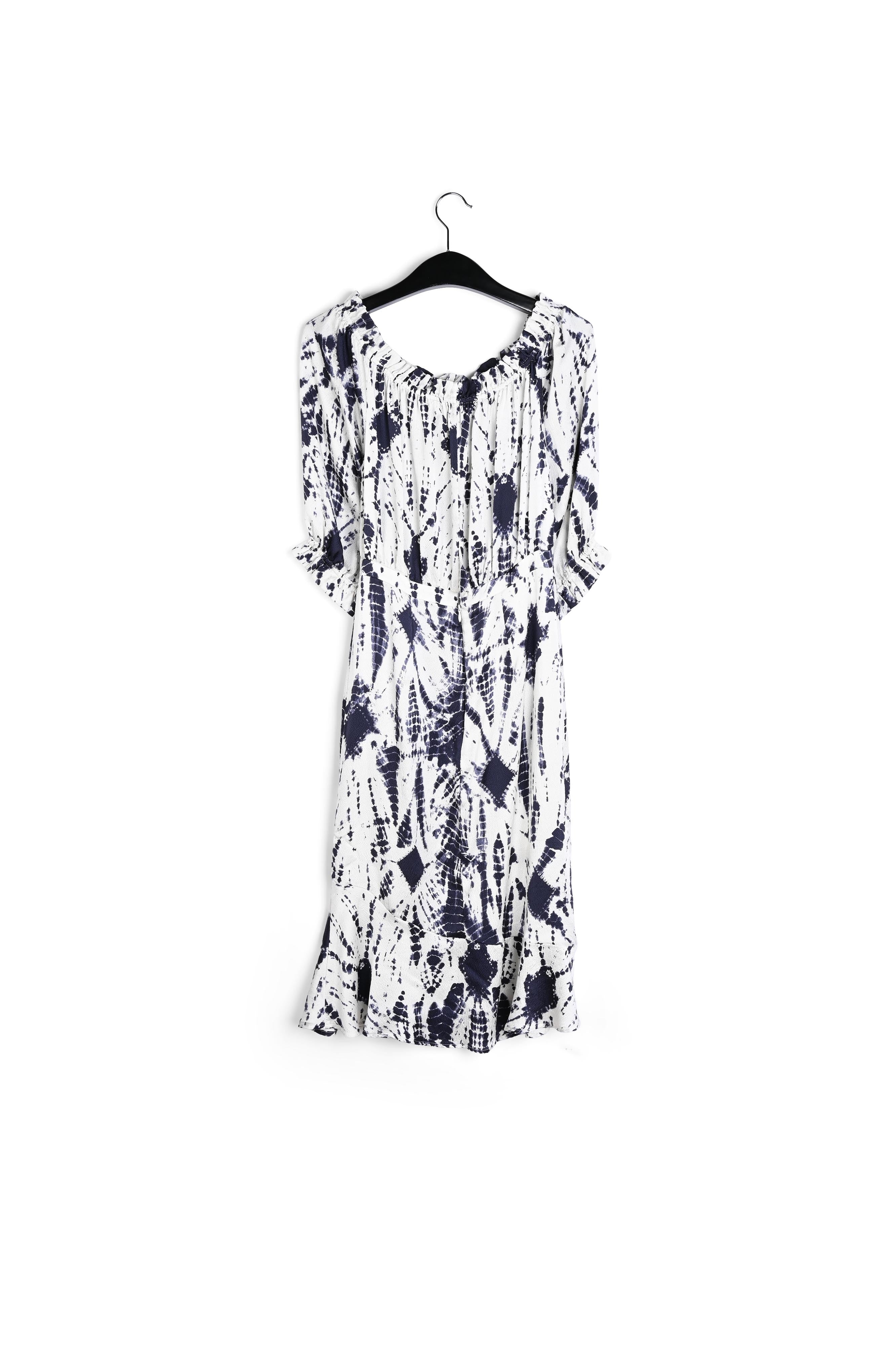 Robe en soie tie-dye blanc cassé et rouge RE—SSENTIEL | Essentiel second hand