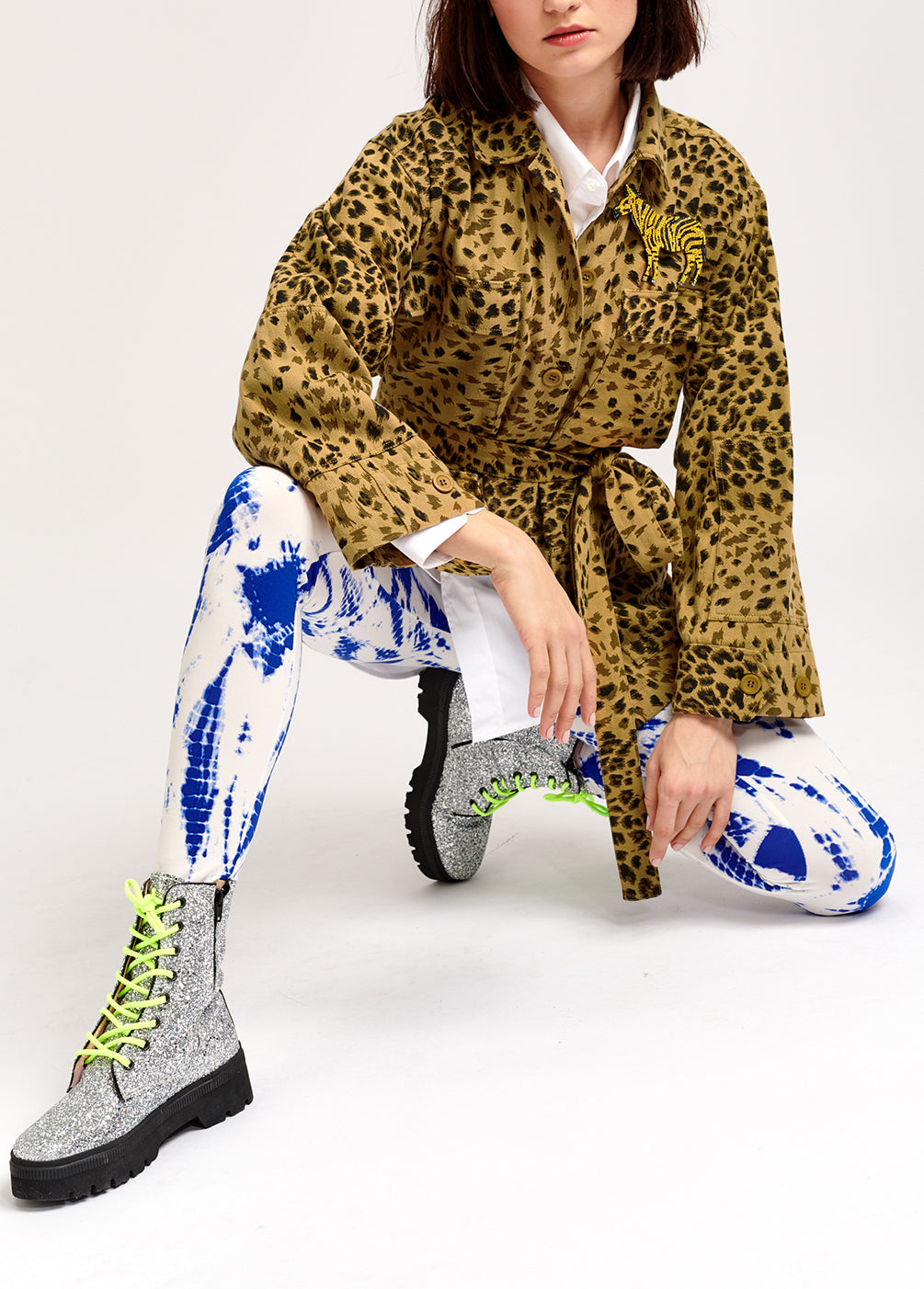 Leopard-print cotton jacket with sequin embroidery RE—SSENTIEL | Essentiel second hand