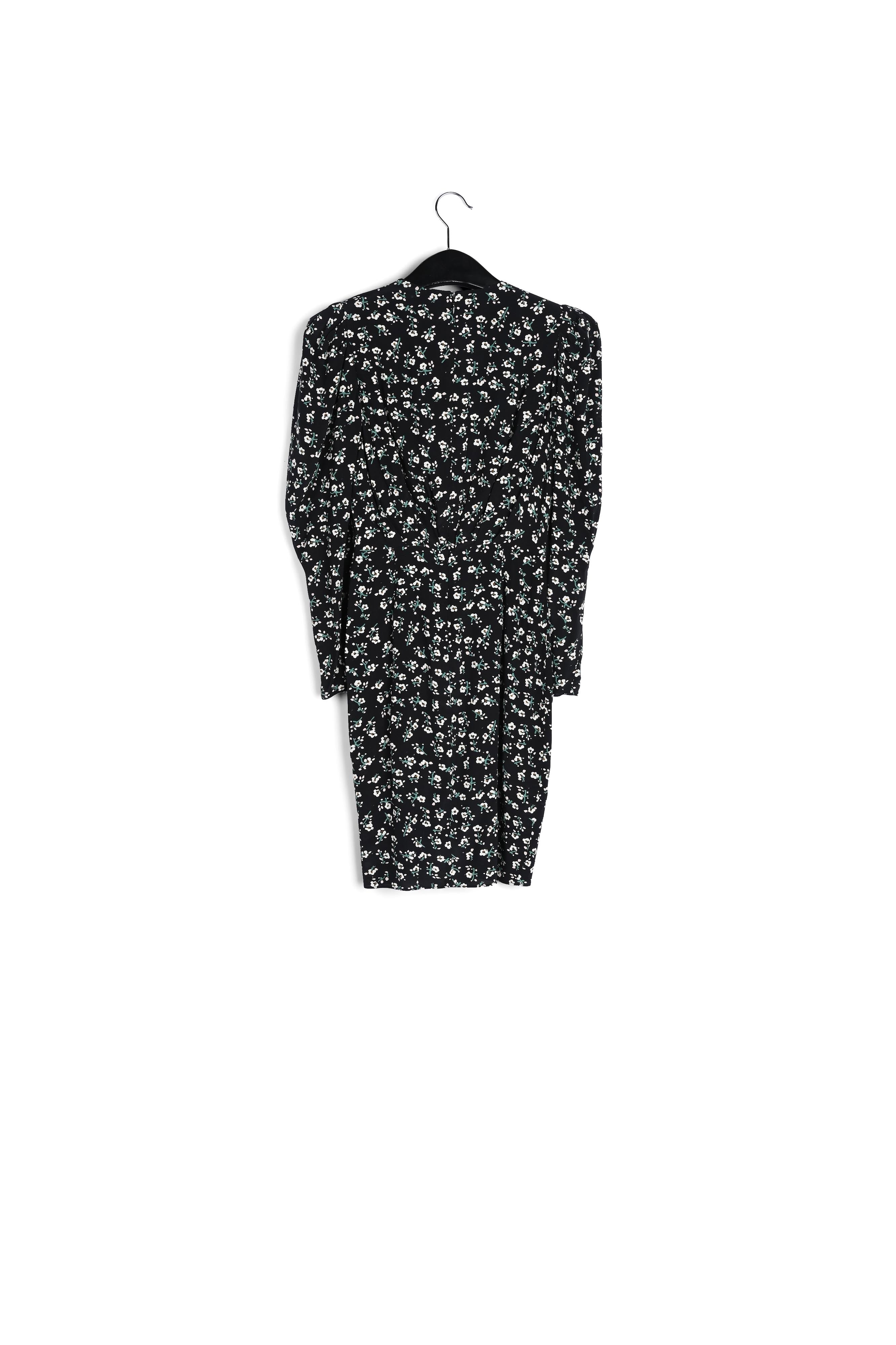 Zwarte miniwikkeljurk met bloemen RE—SSENTIEL | Essentiel second hand