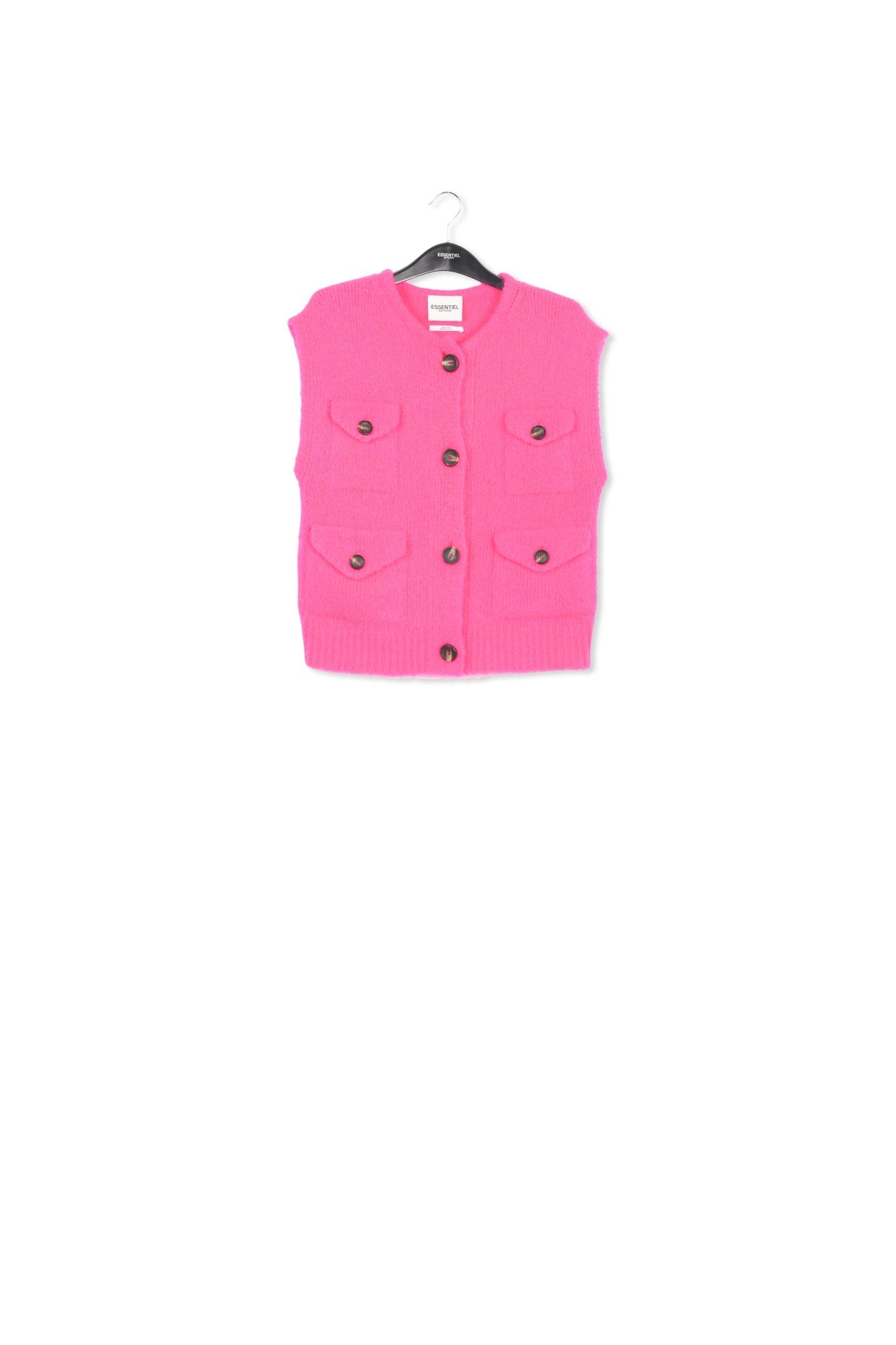 Neon pink sleeveless mohair-blend cardigan RE—SSENTIEL | Essentiel second hand