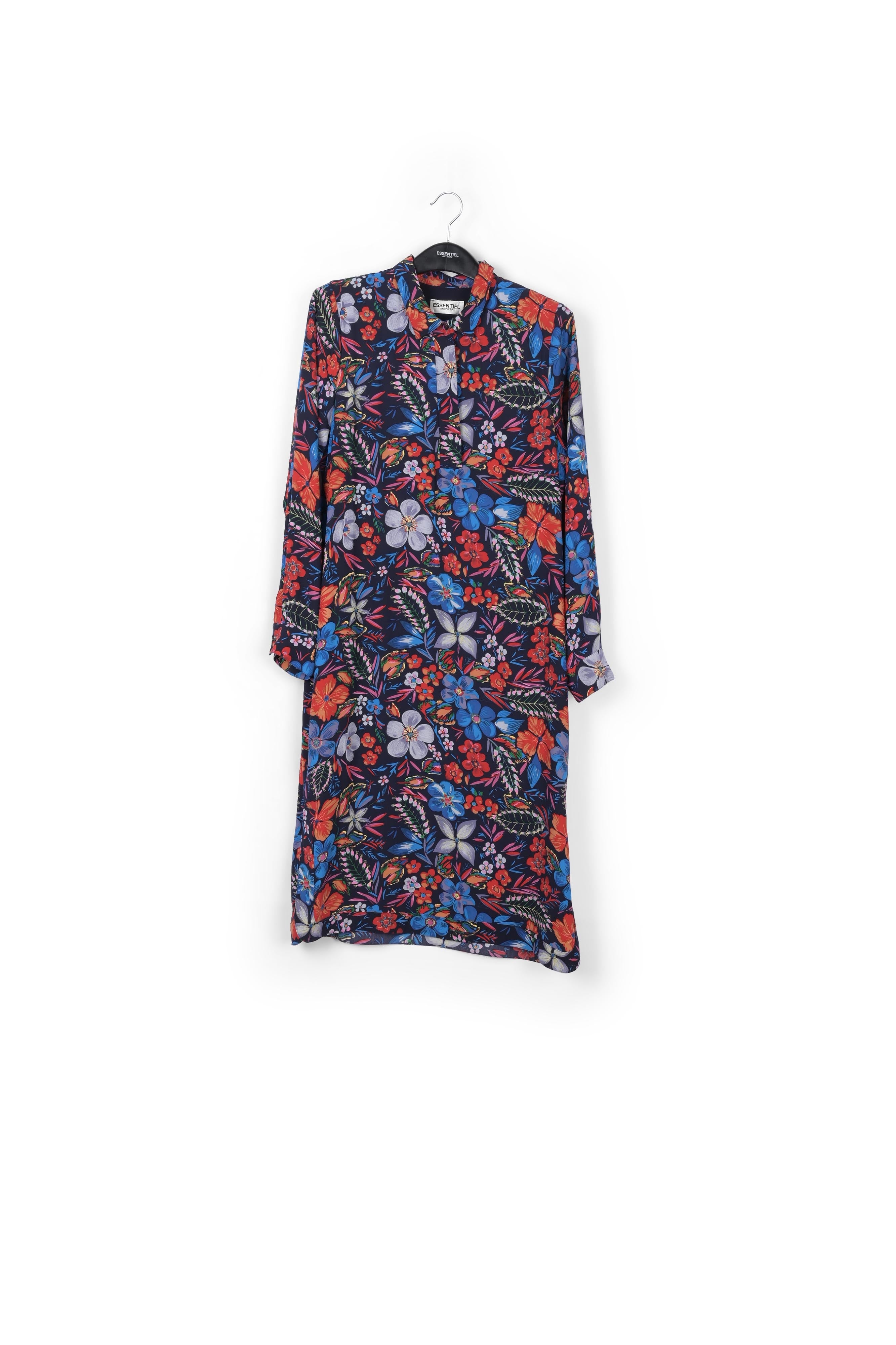 Dark blue floral shirt dress RE—SSENTIEL | Essentiel second hand