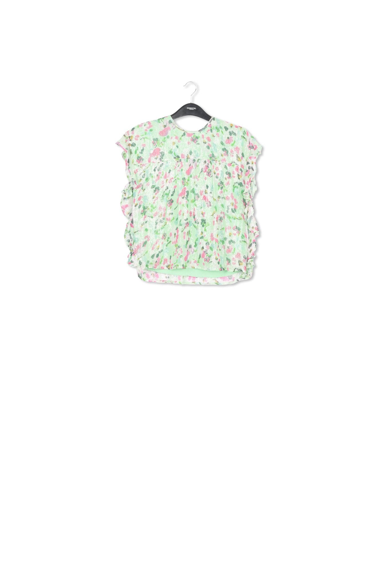 Muntgroene top met bloemenprint RE—SSENTIEL | Essentiel second hand