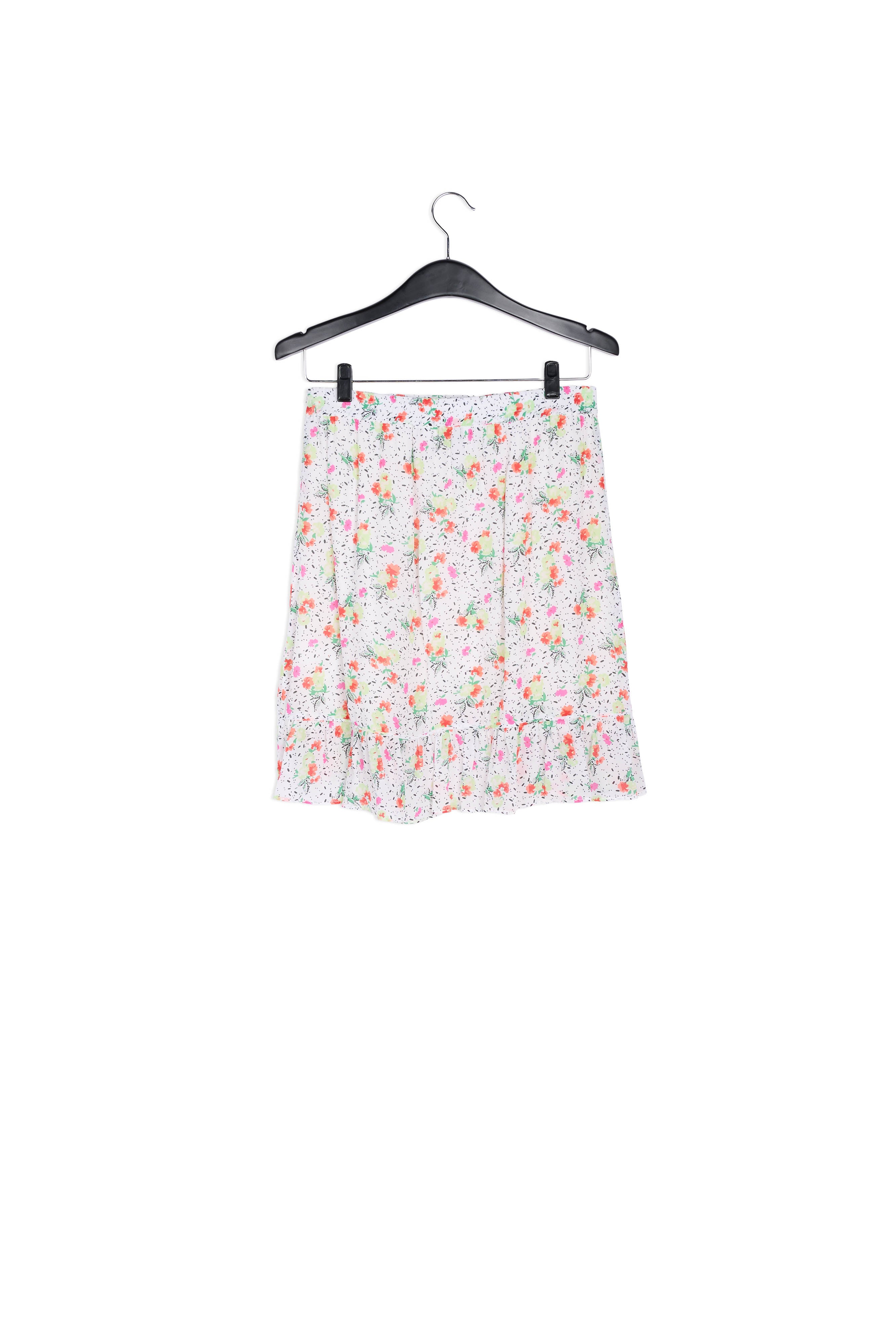 Jupe mini blanc cassé à fleurs avec volant RE—SSENTIEL | Essentiel second hand