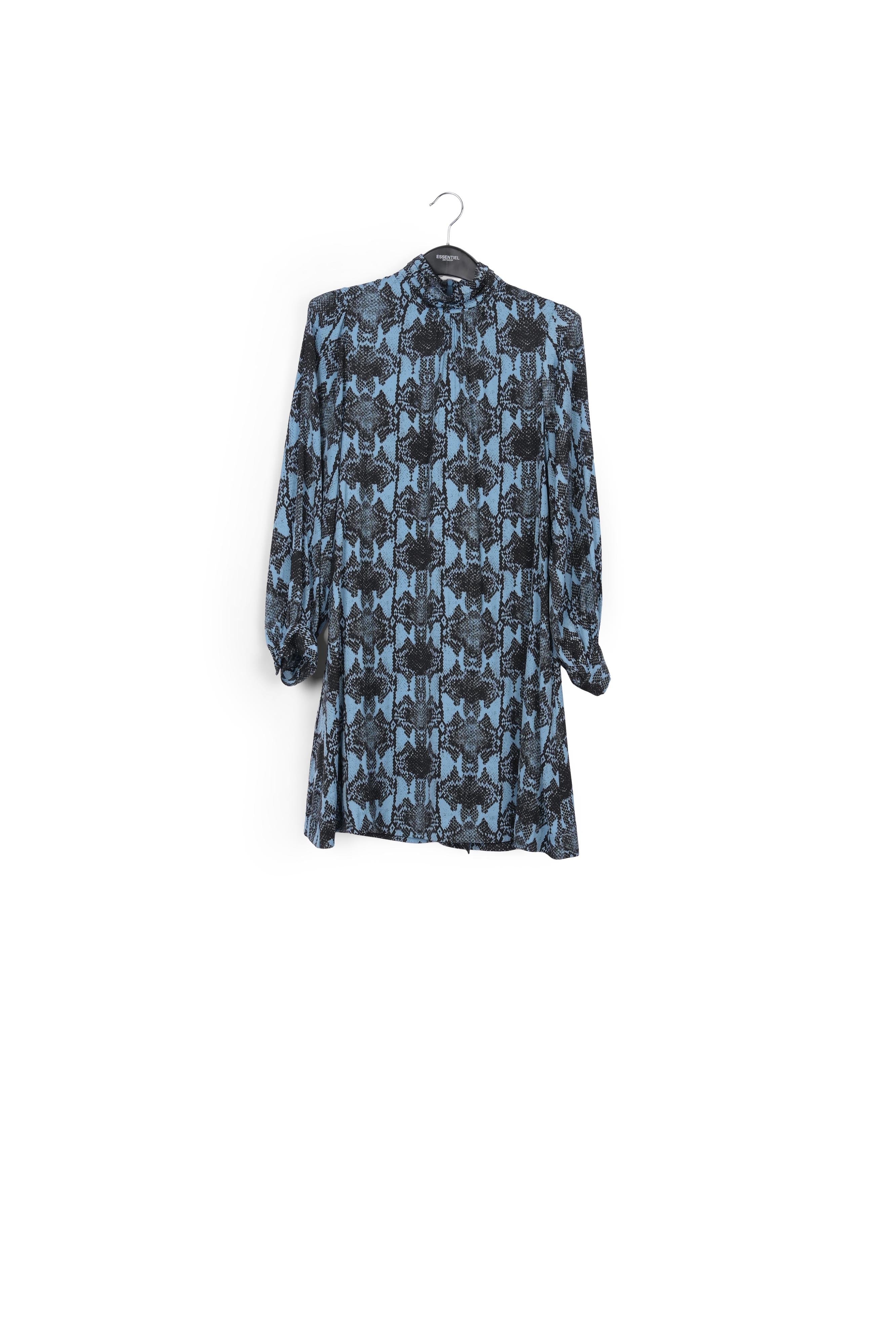 Mini robe à col roulé bleue à imprimé serpent RE—SSENTIEL | Essentiel second hand