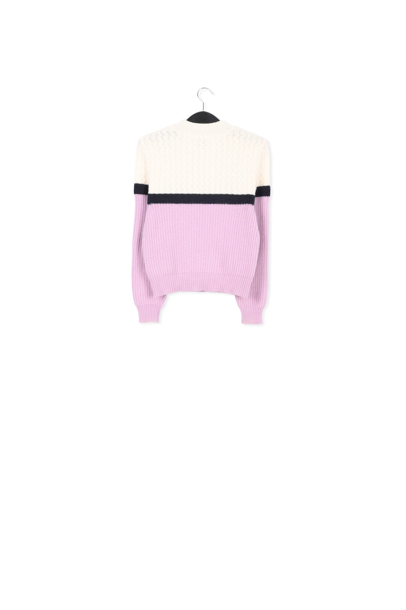 Pull blanc et lilas en deux tricots RE—SSENTIEL | Essentiel second hand