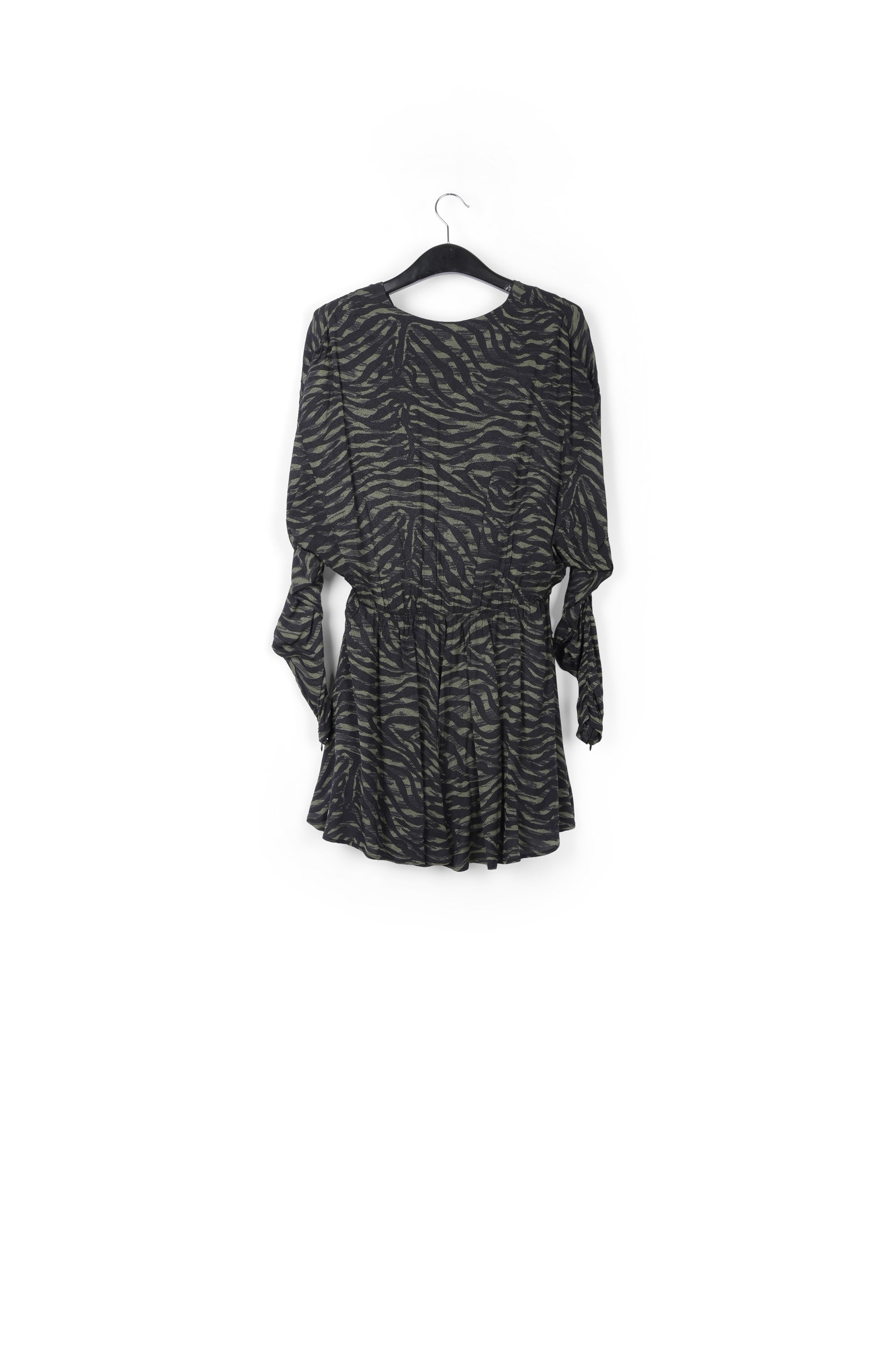 Khaki and black zebra print mini dress RE—SSENTIEL | Essentiel second hand