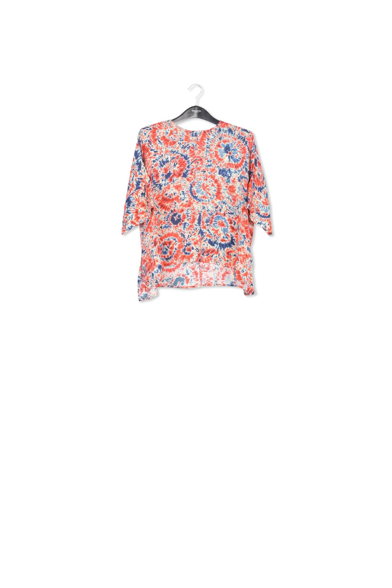 Red and blue tie-dye printed oversized top RE—SSENTIEL | Essentiel second hand