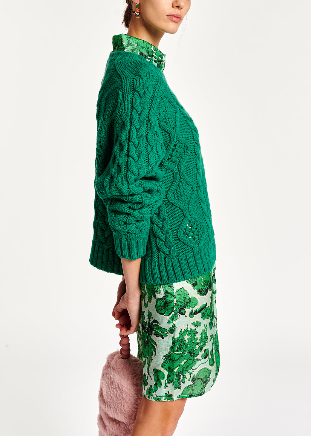 Pull vert en tricot torsadé RE—SSENTIEL | Essentiel second hand