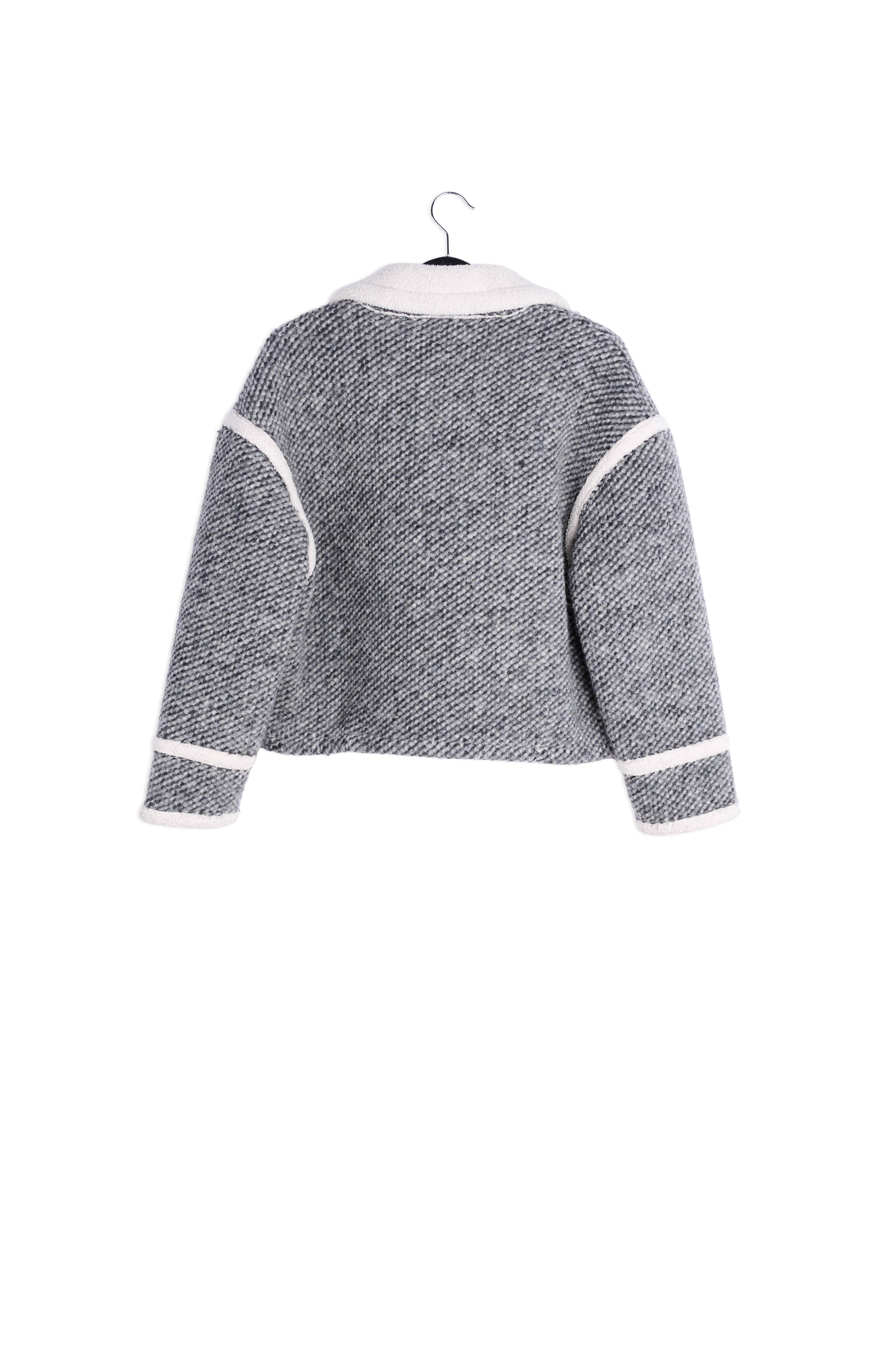 Black and off-white faux fur jacket RE—SSENTIEL | Essentiel second hand