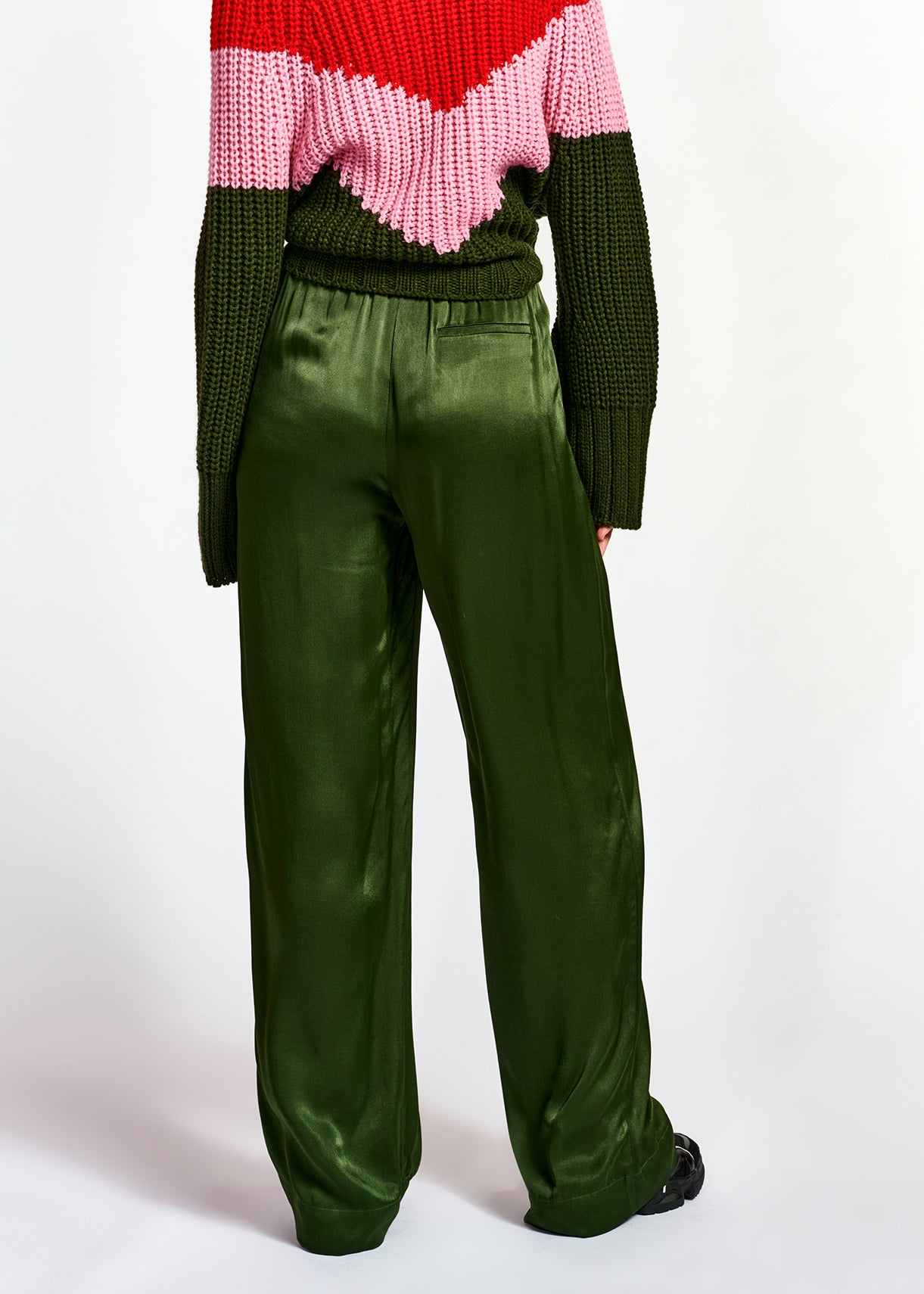 Pine green wide leg satin pj pants RE—SSENTIEL | Essentiel second hand