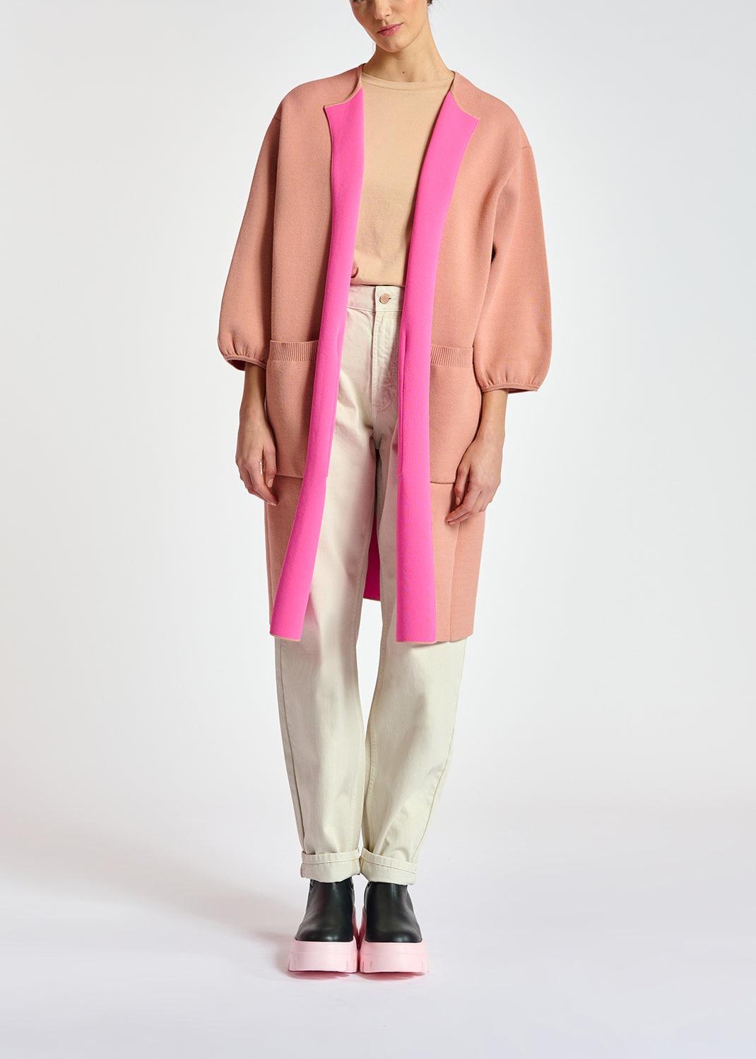 Vintage pink oversized knit coat RE—SSENTIEL | Essentiel second hand