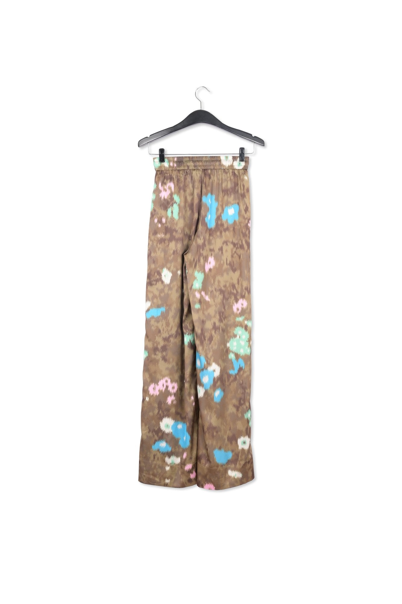 Khaki floral print wide-leg pants RE—SSENTIEL | Essentiel second hand