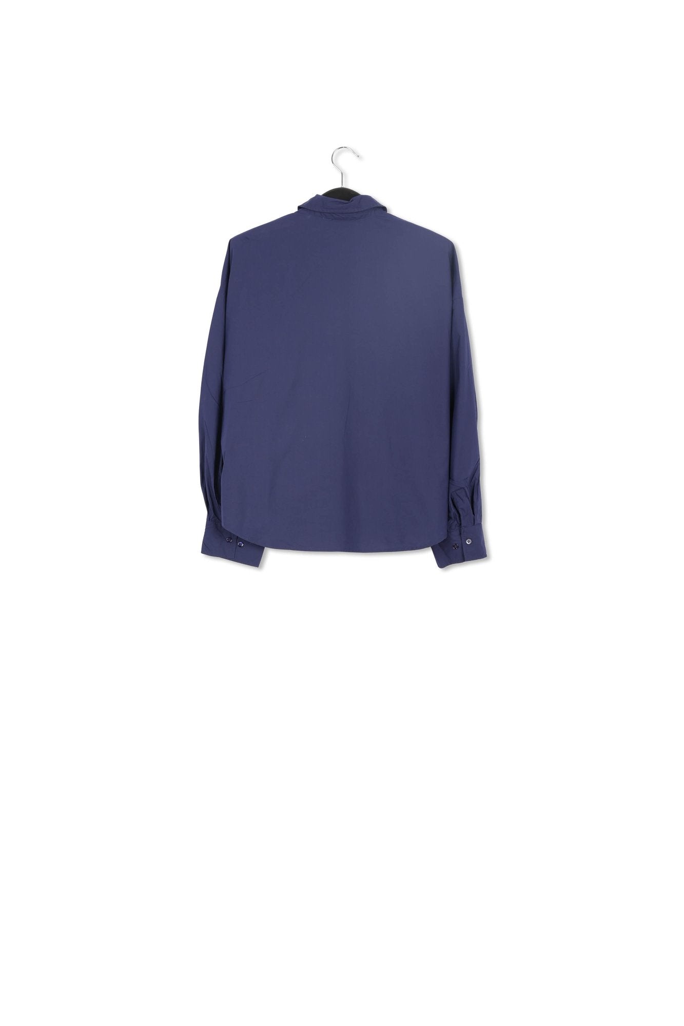 Navy blue cotton shirt with sequin and beaded embroideries RE—SSENTIEL | Essentiel second hand