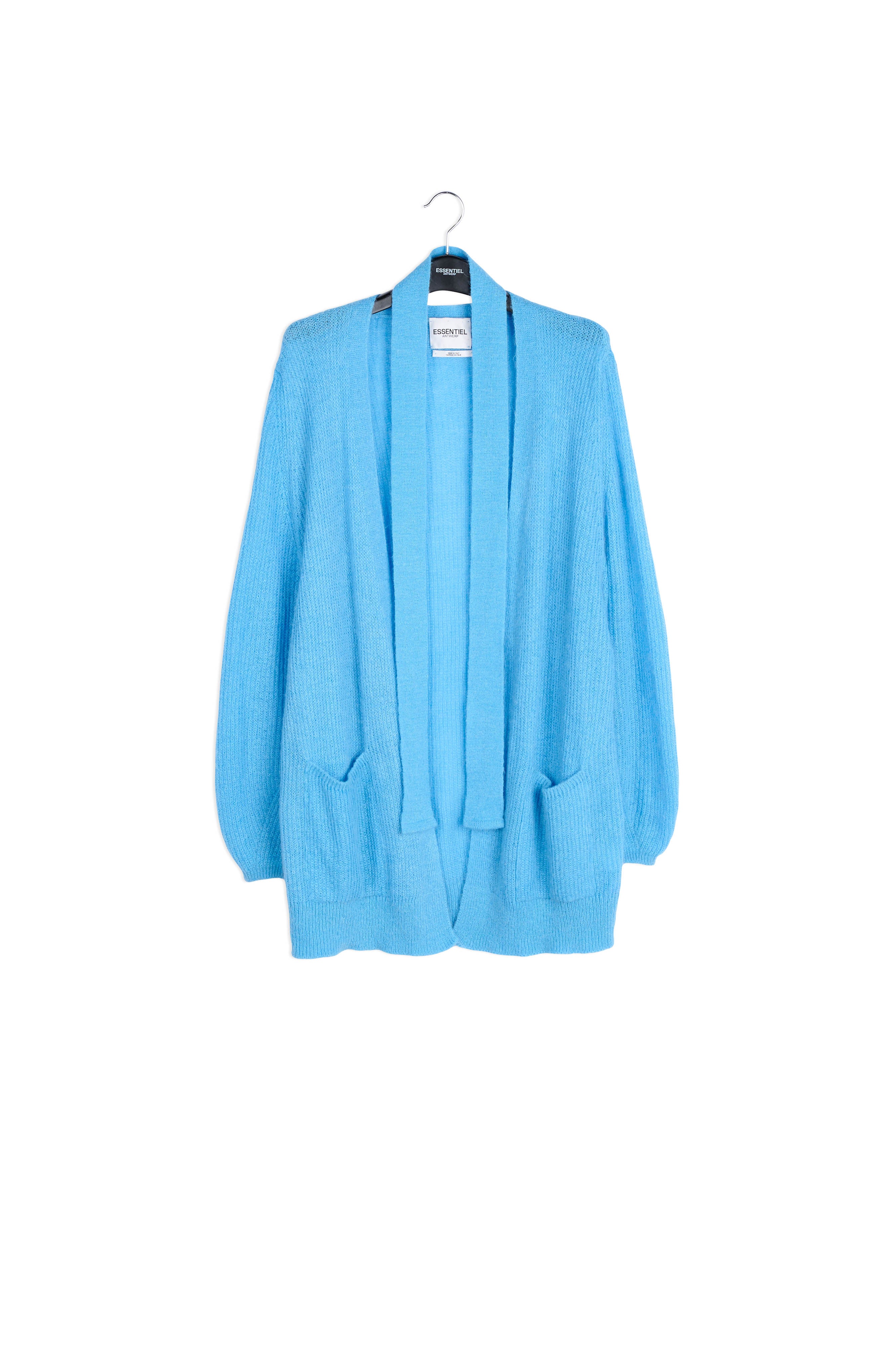 Light blue mohair blend cardigan with belt RE—SSENTIEL | Essentiel second hand