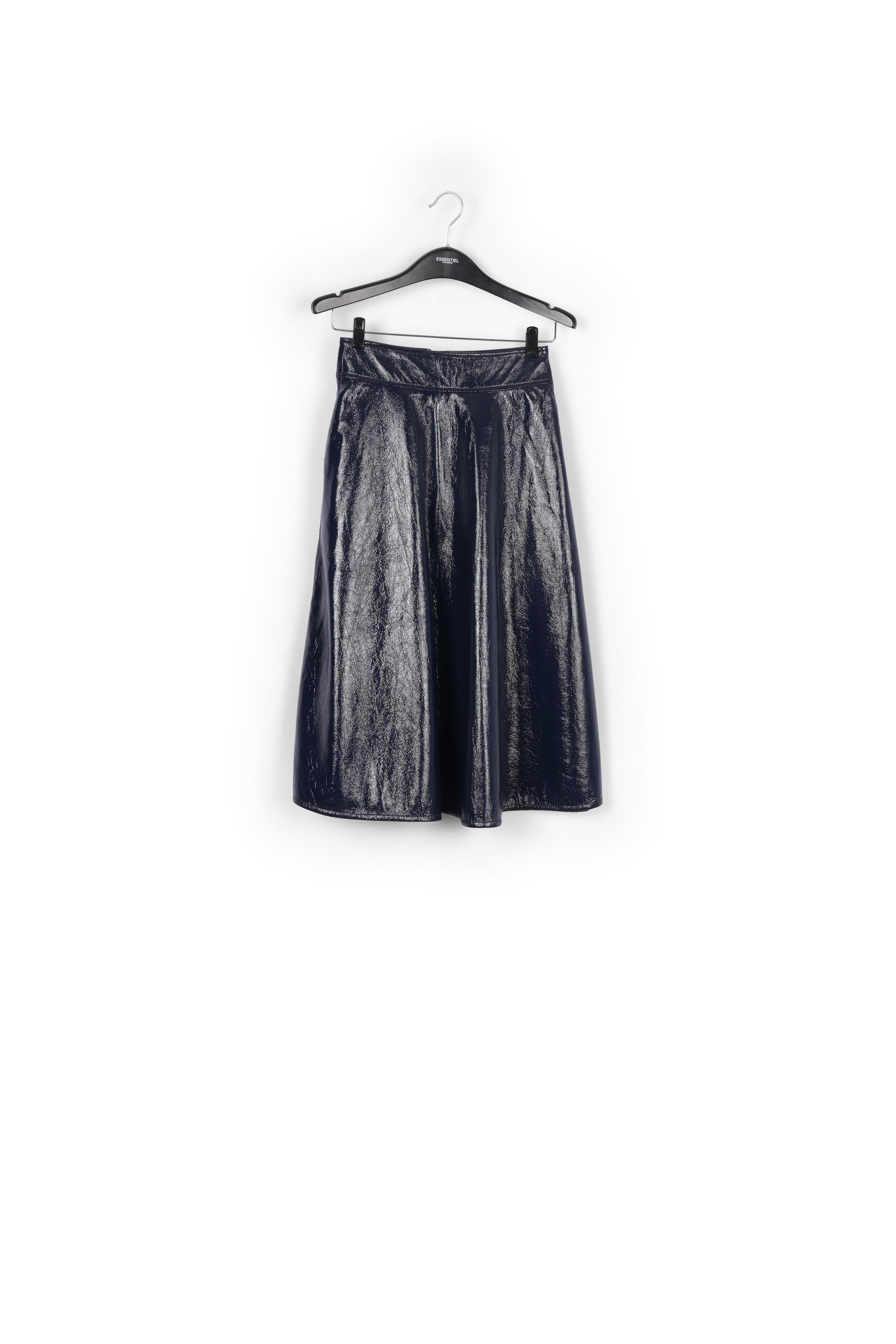 Dark blue faux leather A-line skirt RE—SSENTIEL | Essentiel second hand