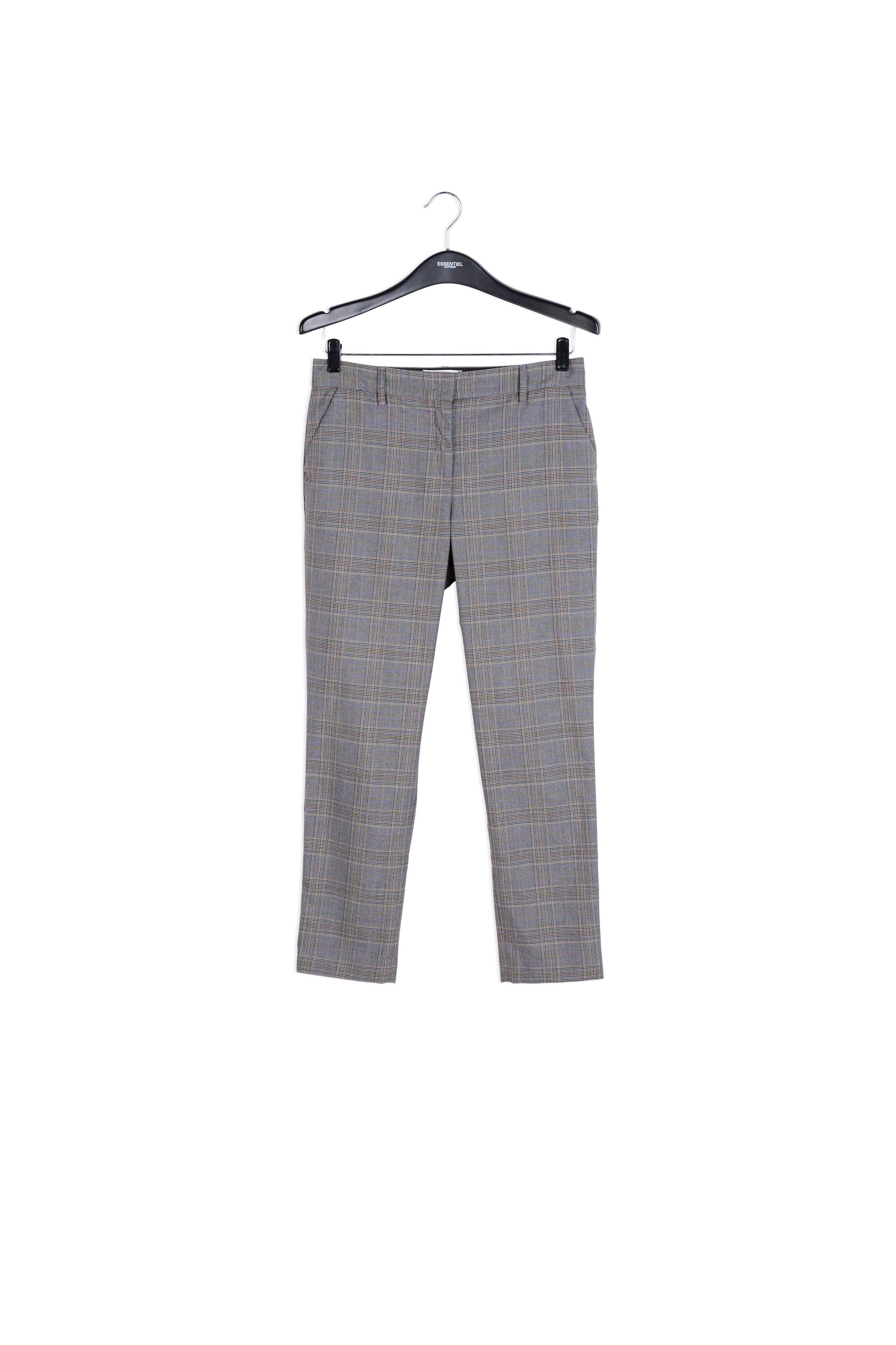 Pantalon gris 7/8me fuselé à carreaux RE—SSENTIEL | Essentiel second hand