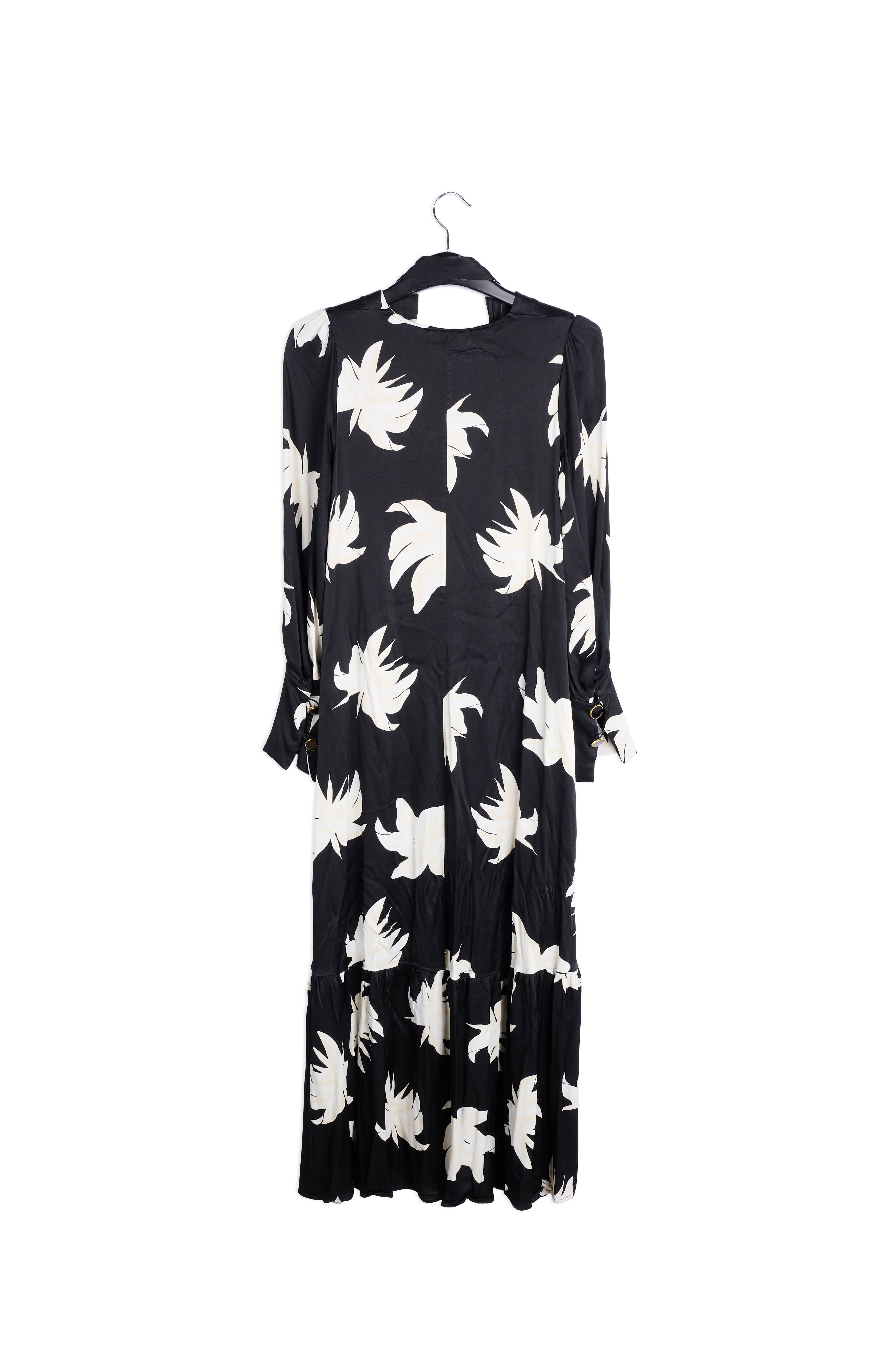Black and off-white floral print maxi dress RE—SSENTIEL | Essentiel second hand