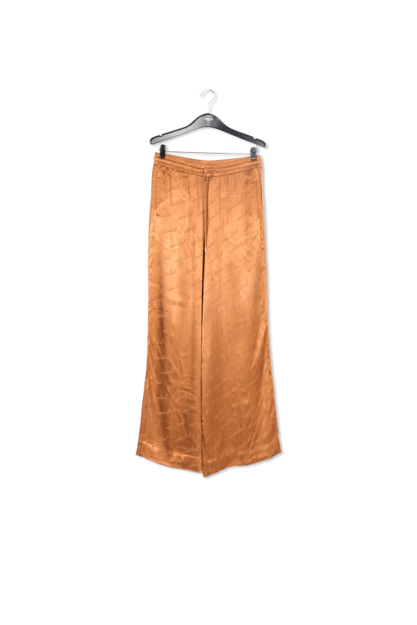 Bronze satin jacquard wide-leg pants RE—SSENTIEL | Essentiel second hand