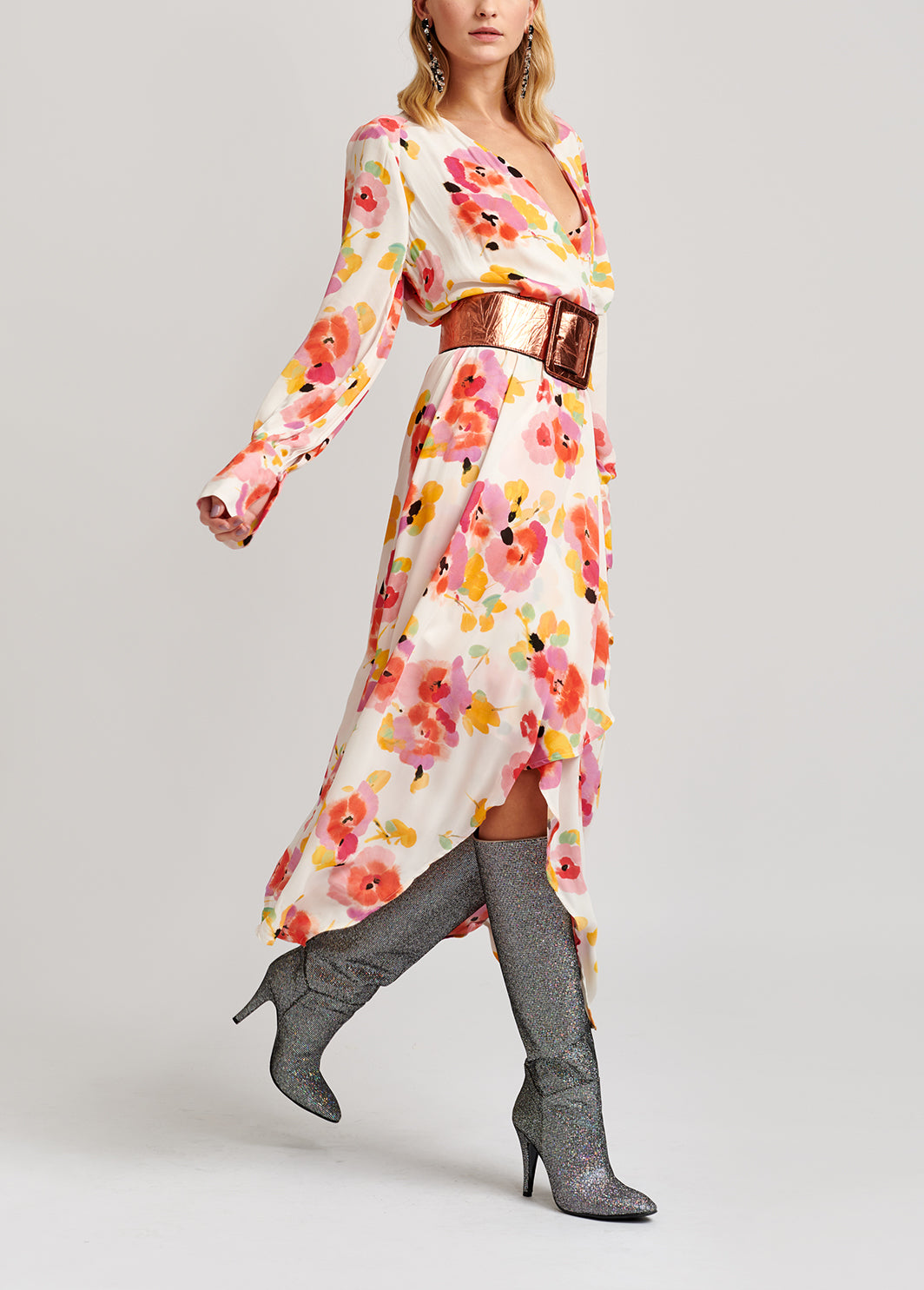 Robe midi blanc cassé à imprimé floral RE—SSENTIEL | Essentiel second hand