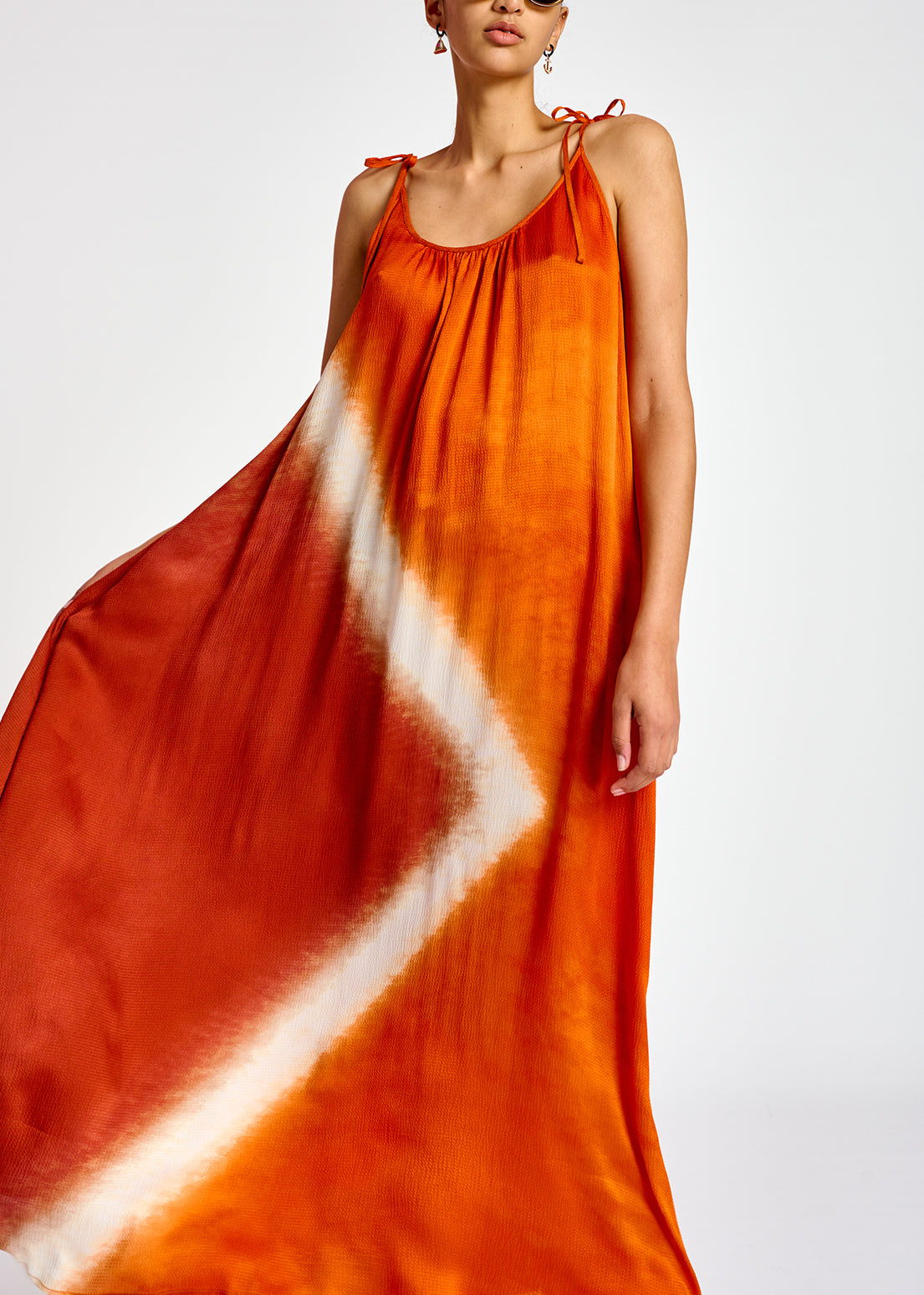 Orange strappy tie-dye maxi dress RE—SSENTIEL | Essentiel second hand
