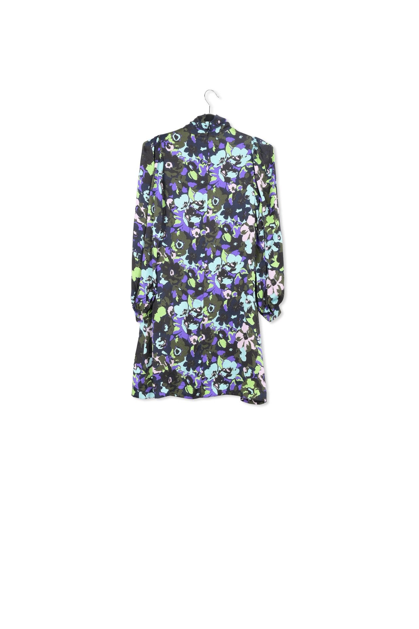 Mini-robe en soie bleu marine à fleurs RE—SSENTIEL | Essentiel second hand