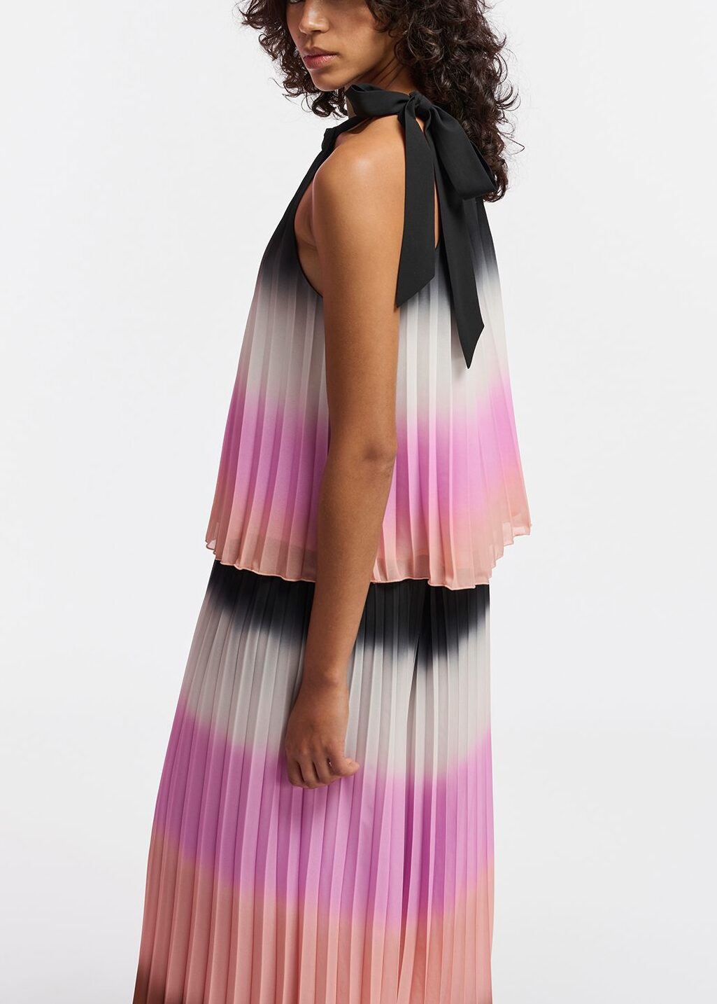 Multicolor plissé halter neck top with gradient effect RE—SSENTIEL | Essentiel second hand