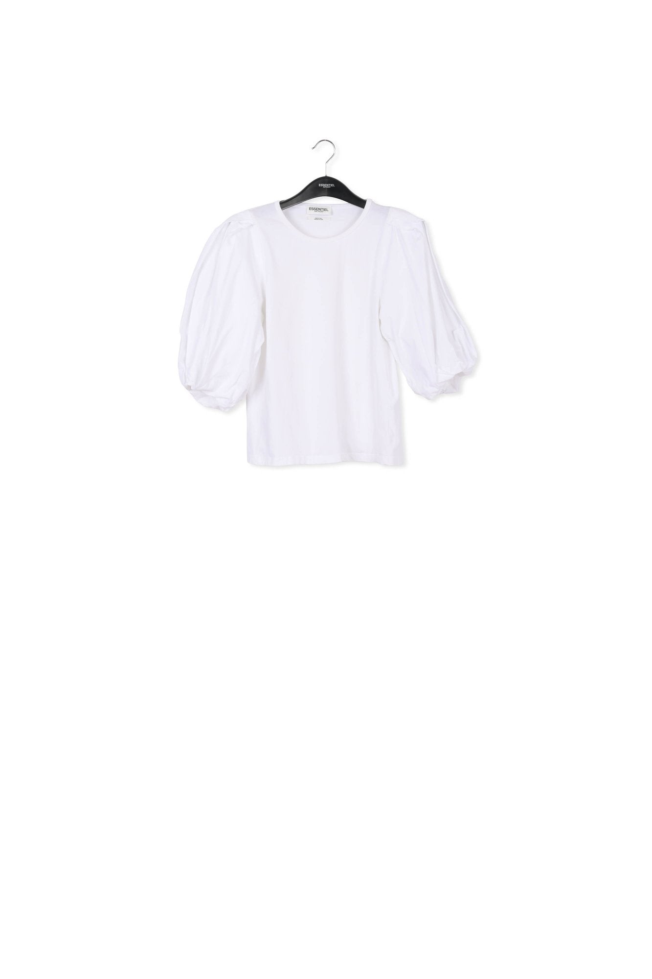 White jersey T-shirt with cotton-poplin sleeves RE—SSENTIEL | Essentiel second hand
