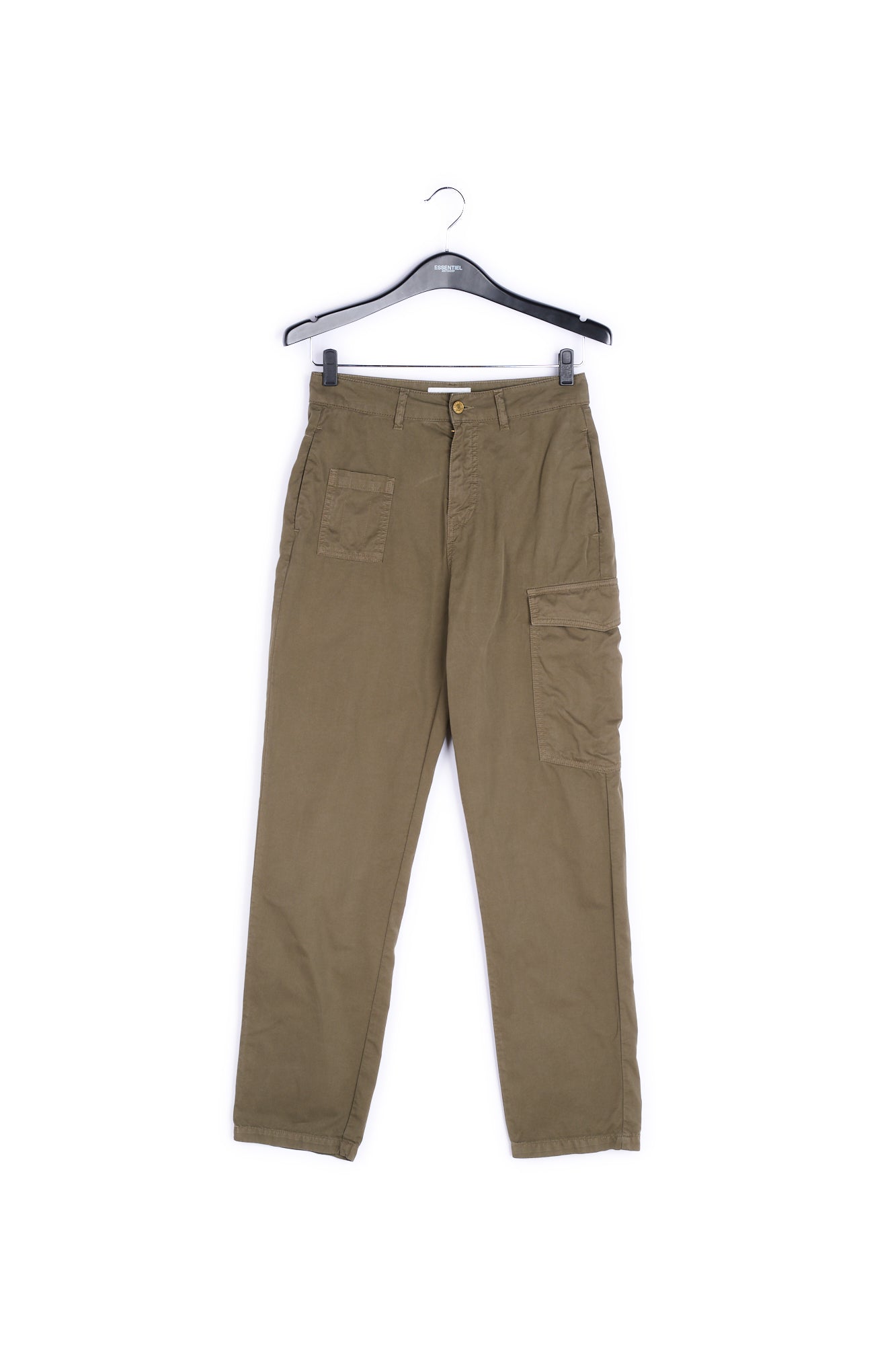 Army green cotton cargo pants RE—SSENTIEL | Essentiel second hand
