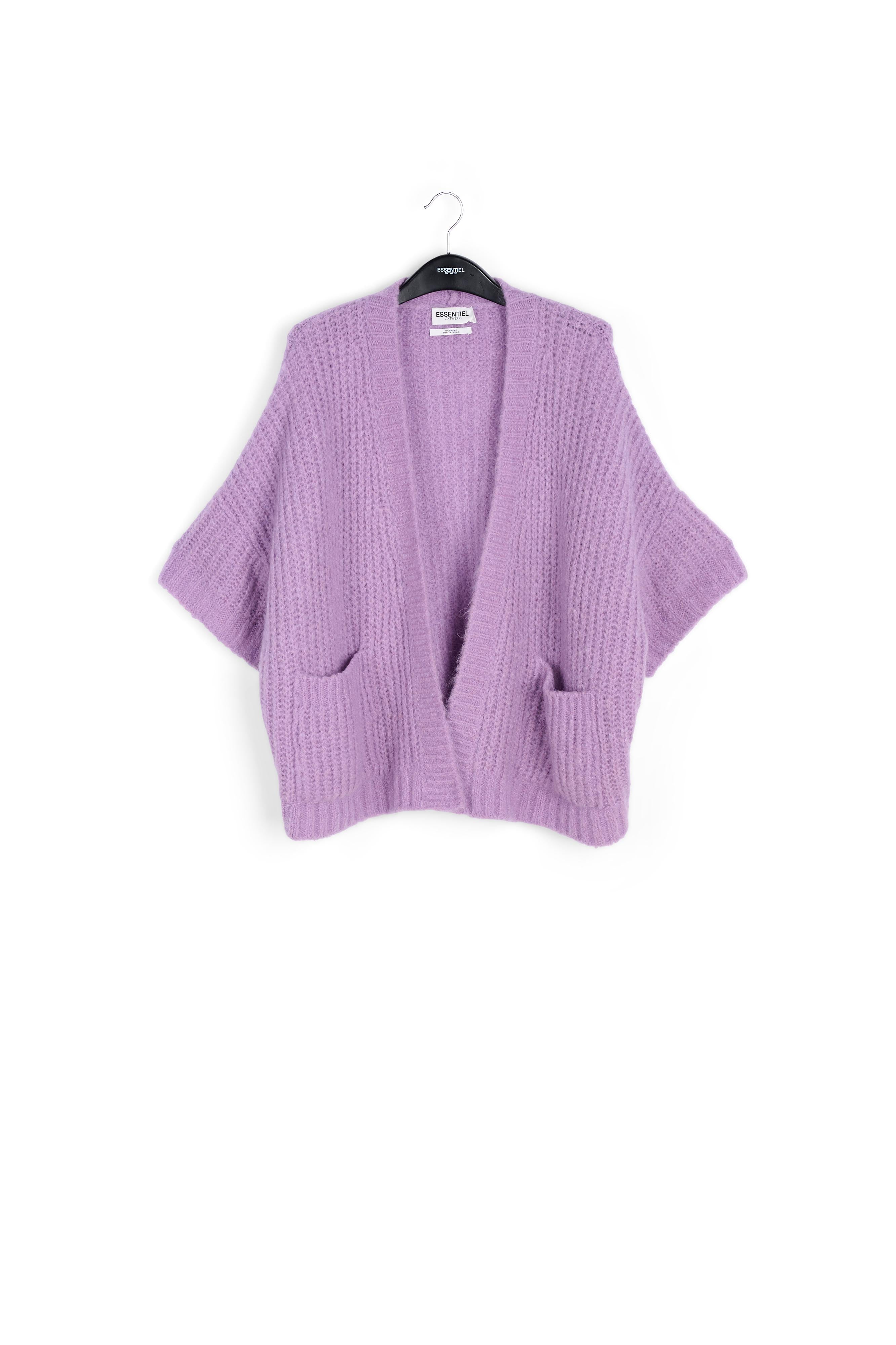 Cardigan mauve à coupe boxy RE—SSENTIEL | Essentiel second hand