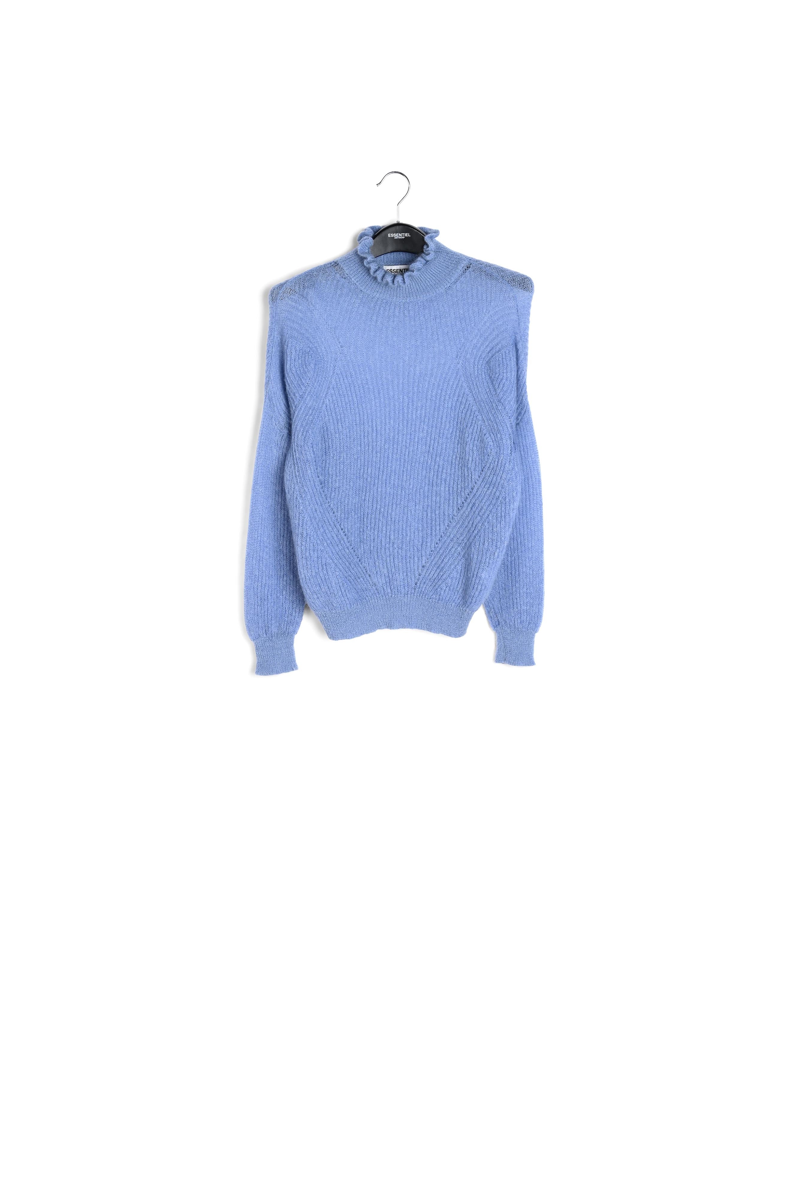 Light blue knit with high ruffled collar RE—SSENTIEL | Essentiel second hand