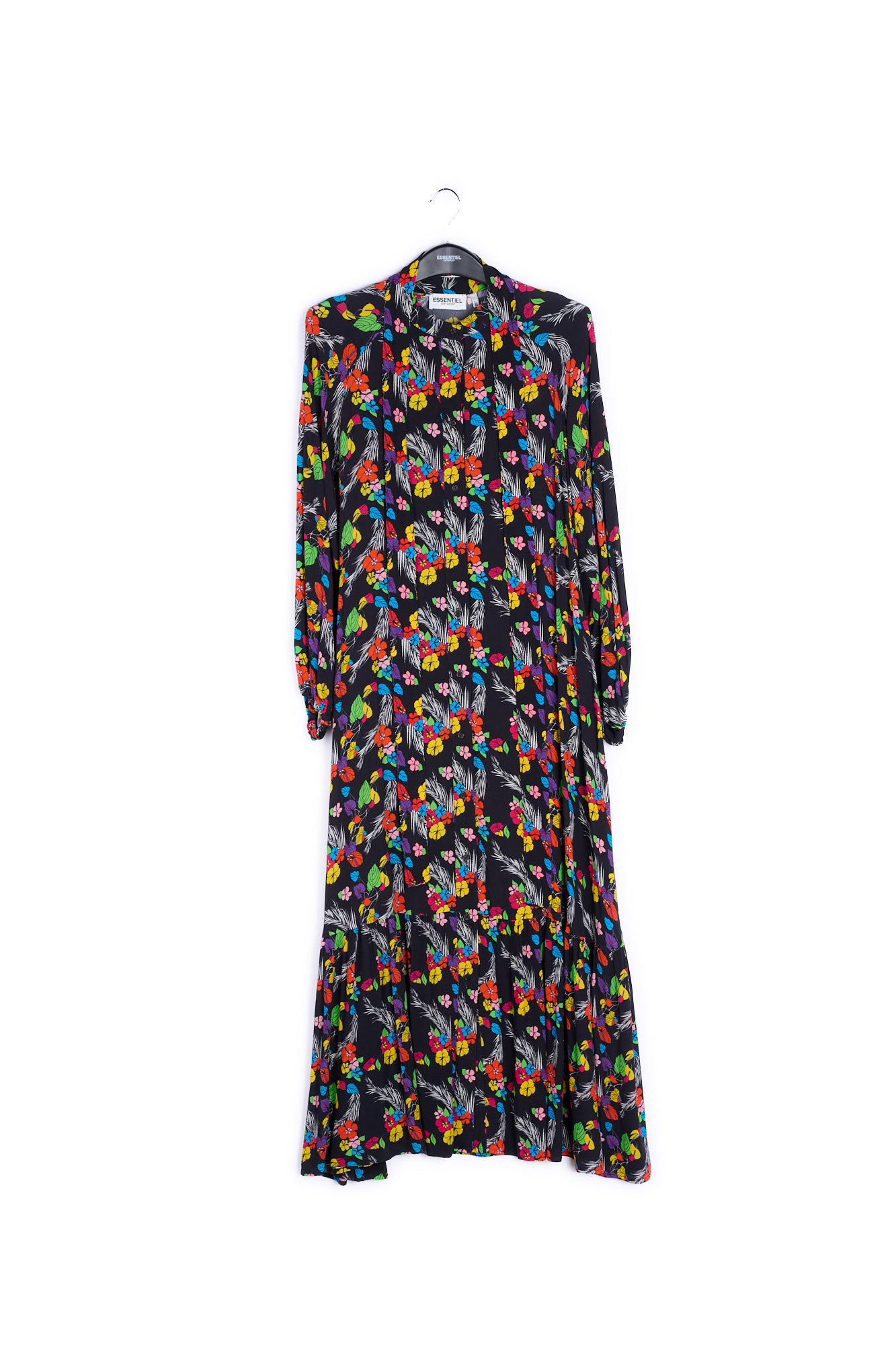 Black tropical print maxi dress RE—SSENTIEL | Essentiel second hand