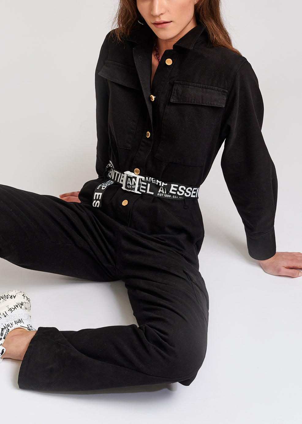 Black denim jumpsuit RE—SSENTIEL | Essentiel second hand