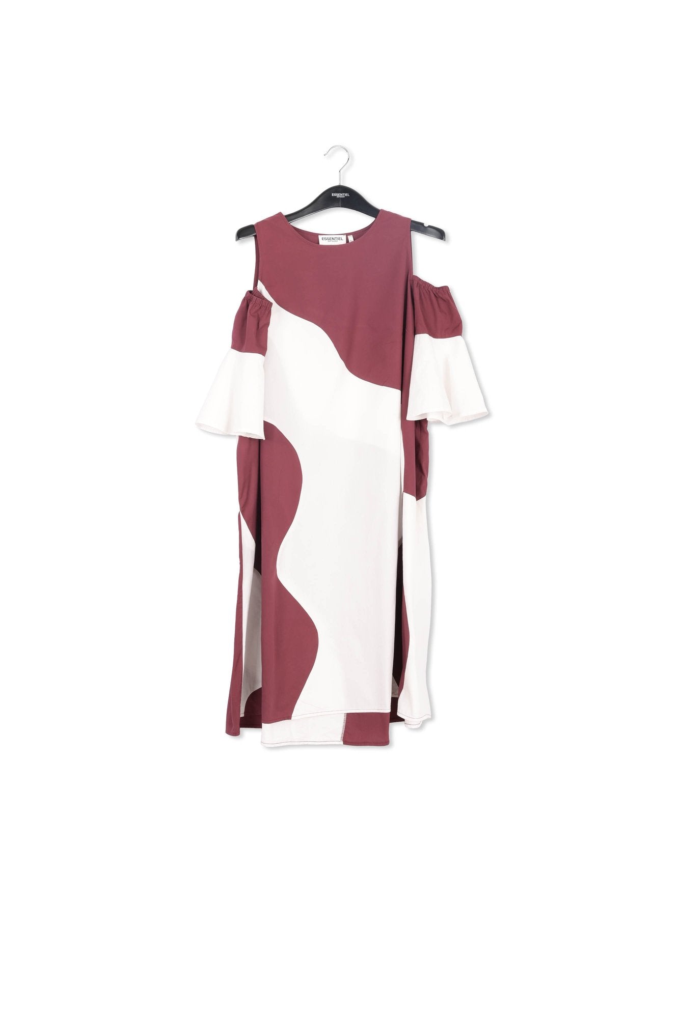 Burgundy and white cotton knee-length dress RE—SSENTIEL | Essentiel second hand