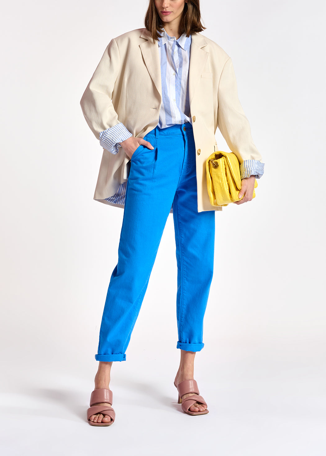 Ecru oversized cotton blazer RE—SSENTIEL | Essentiel second hand