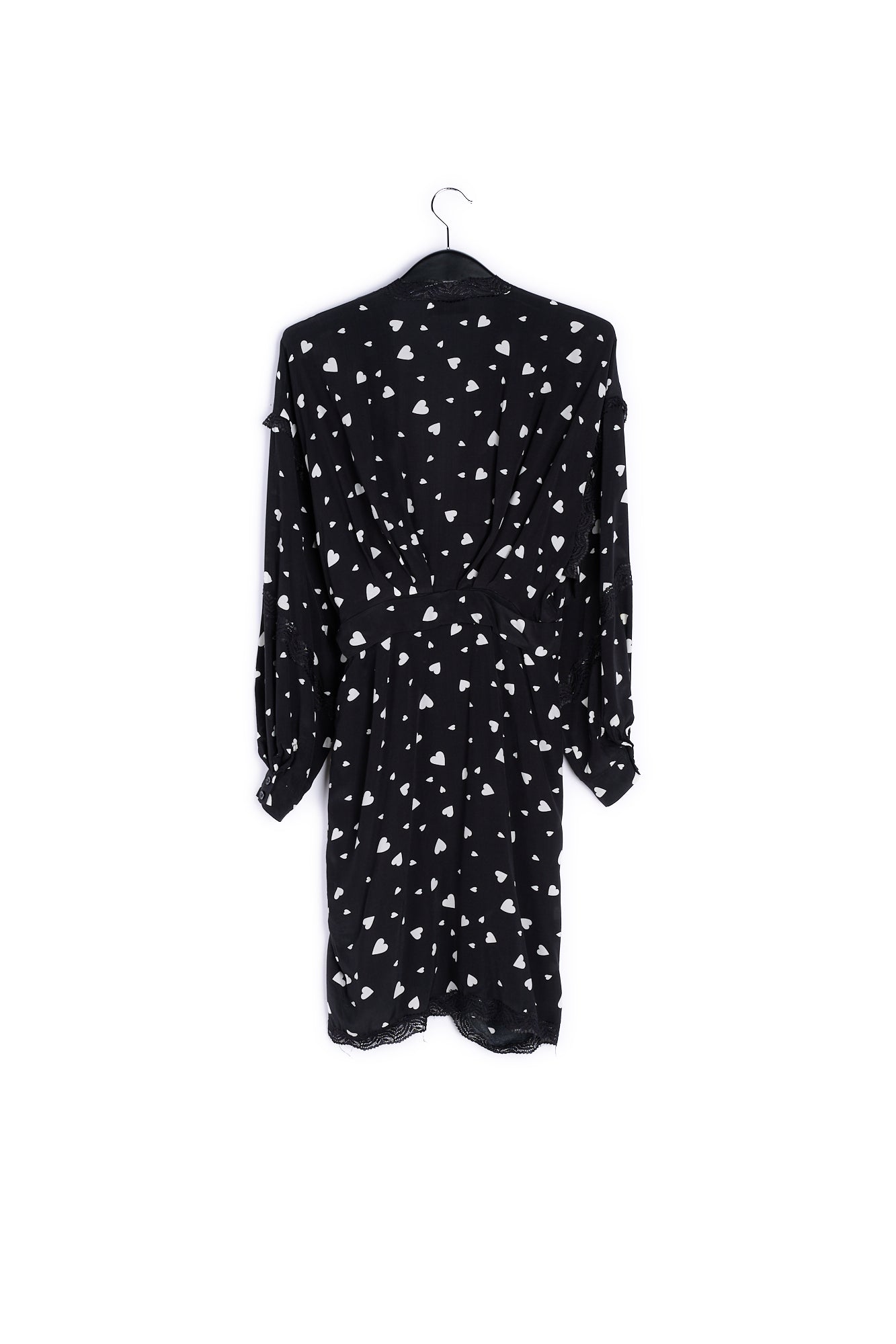 Black heart-print mini wrap dress RE—SSENTIEL | Essentiel second hand