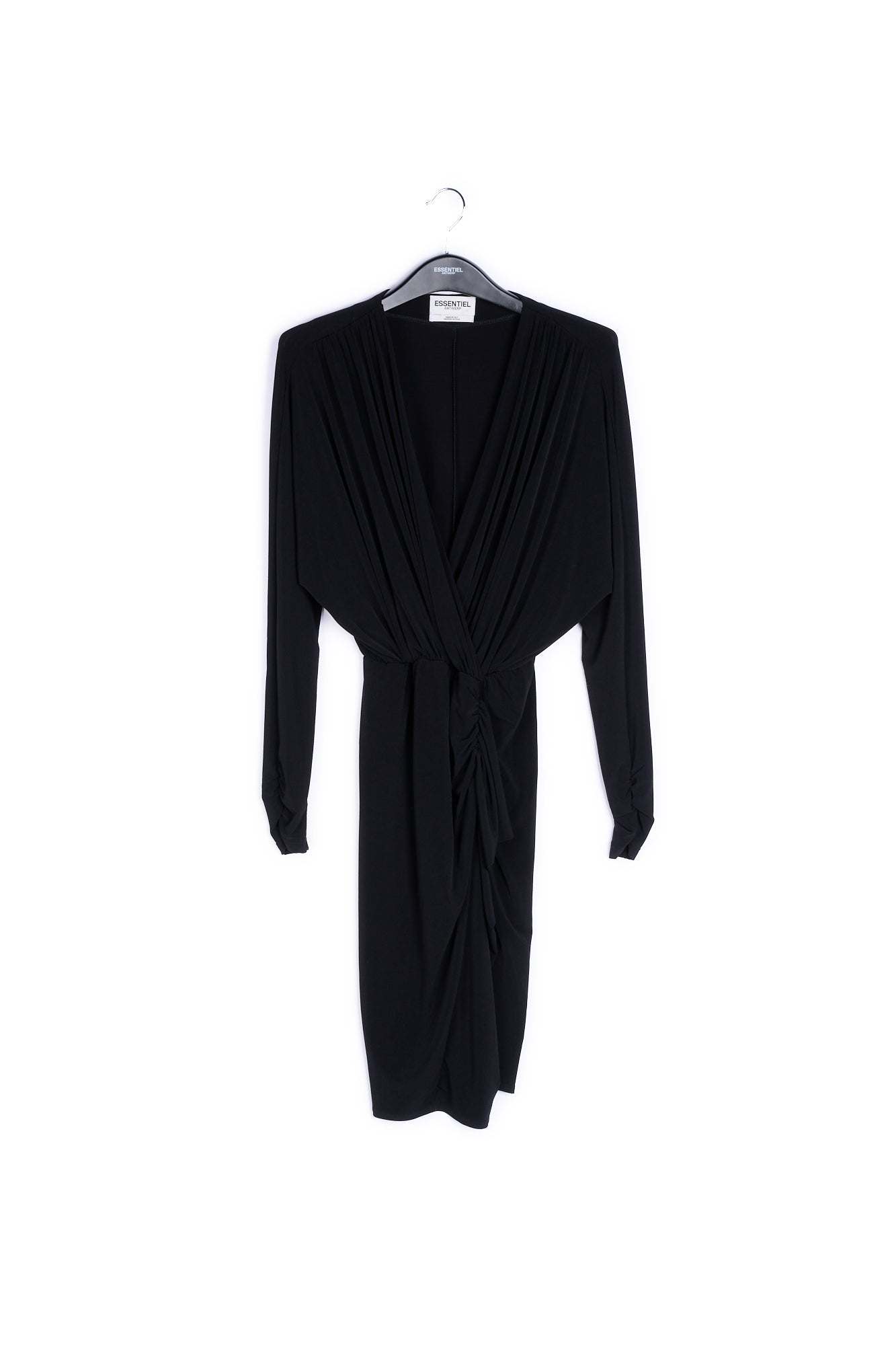 Black fitted wrap dress RE—SSENTIEL | Essentiel second hand