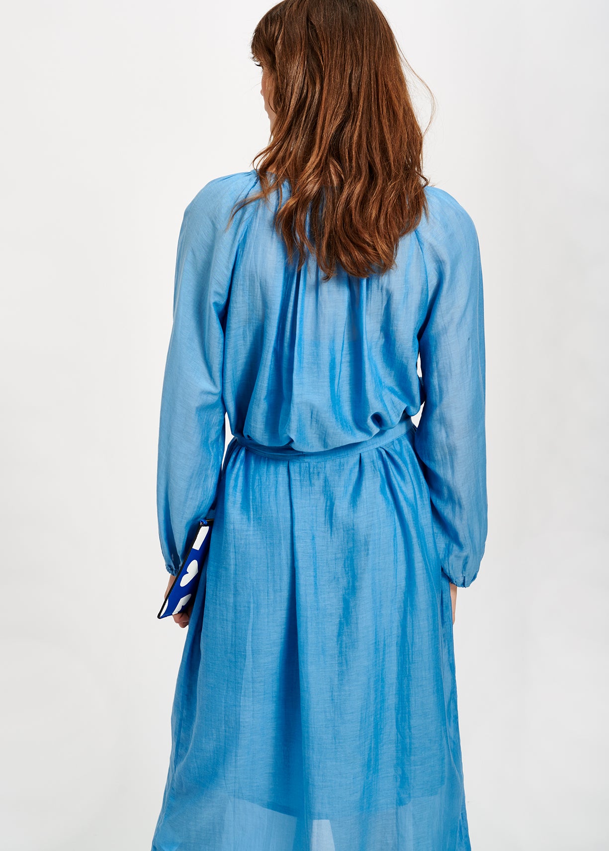 Blue cotton-silk midi shirt dress RE—SSENTIEL | Essentiel second hand