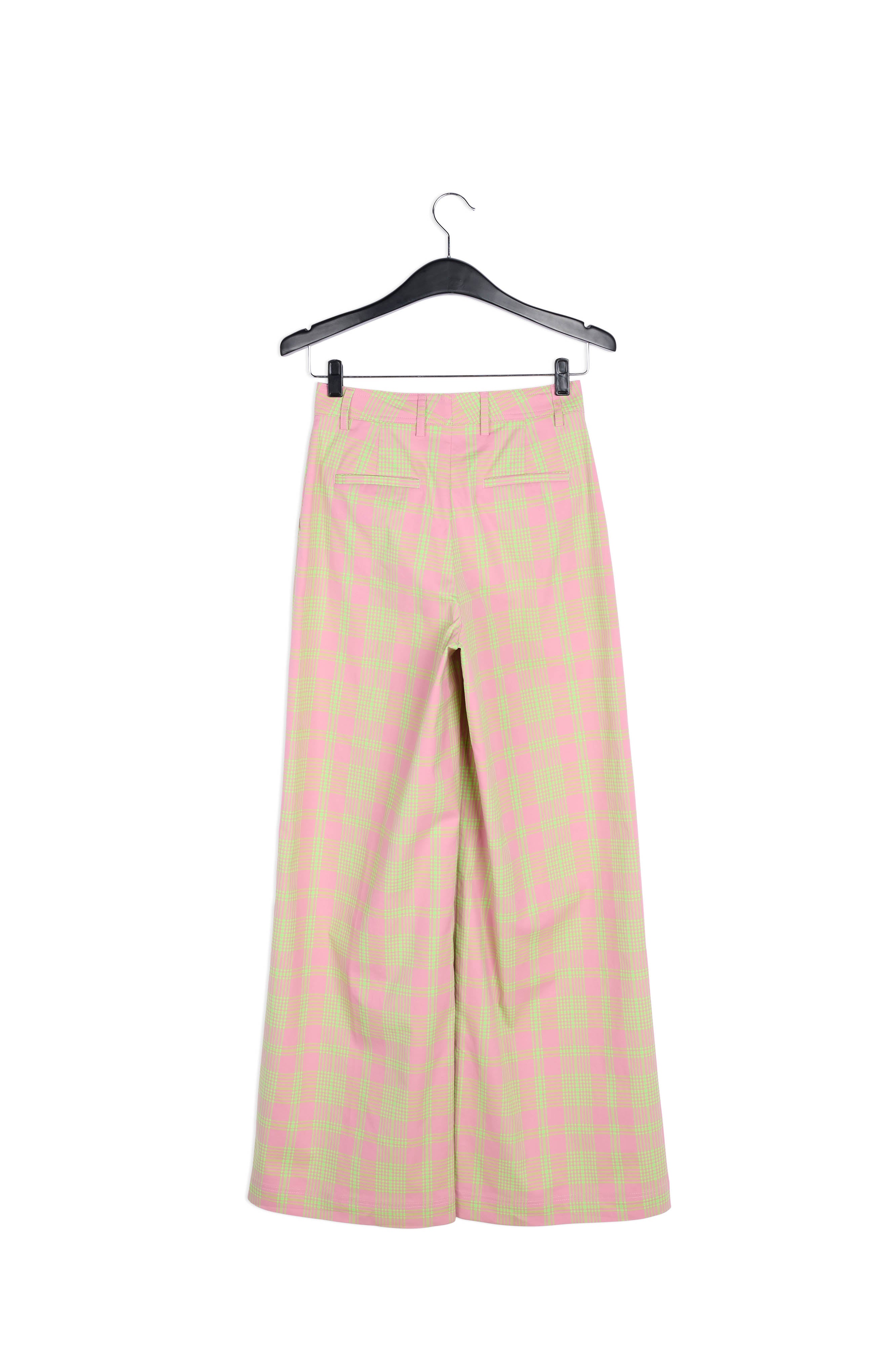 Pantalon tartan vieux rose aux jambes larges RE—SSENTIEL | Essentiel second hand
