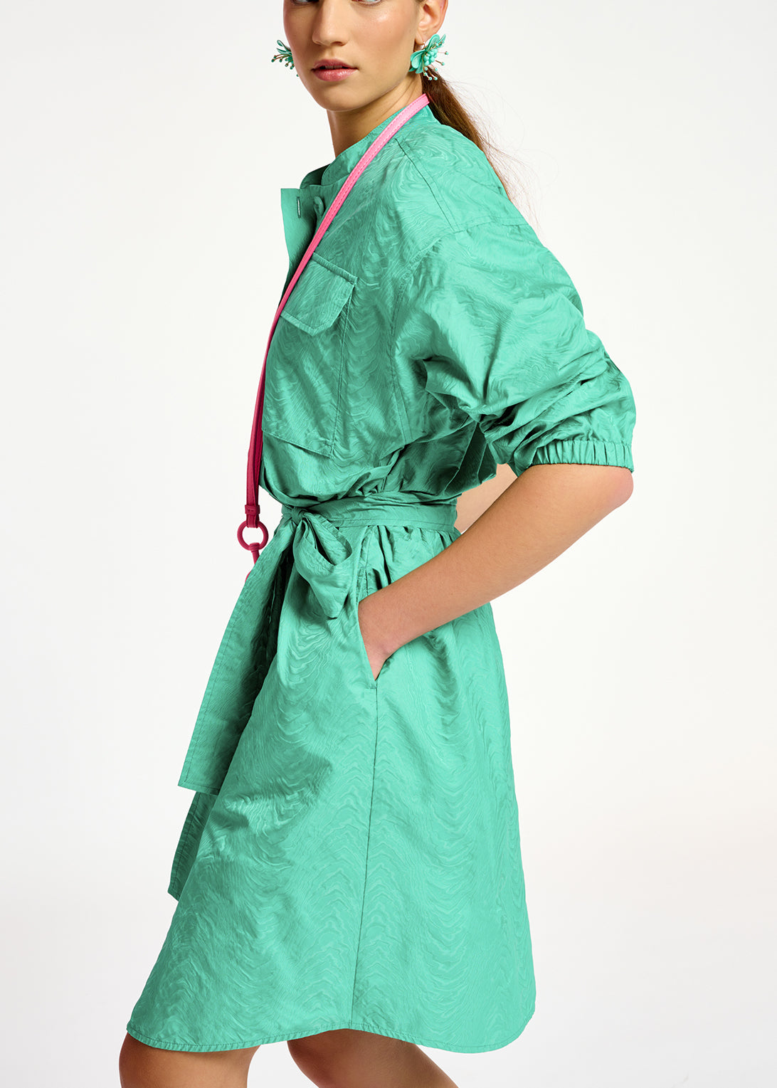 Turquoise jacquard shirt dress RE—SSENTIEL | Essentiel second hand