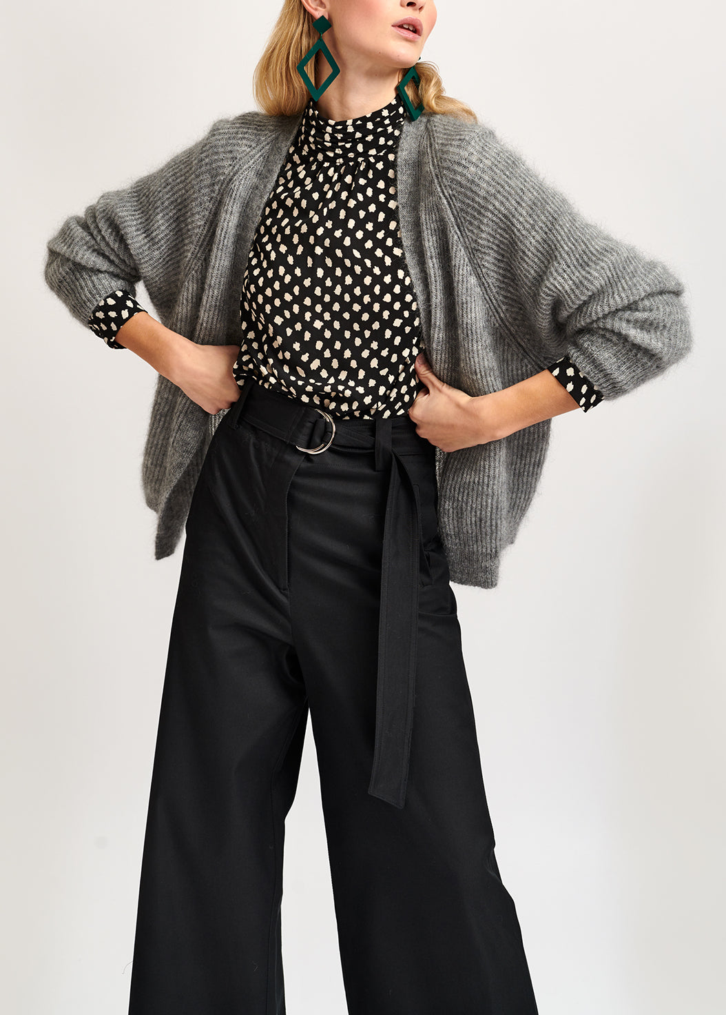 Black polka dot turtleneck top RE—SSENTIEL | Essentiel second hand