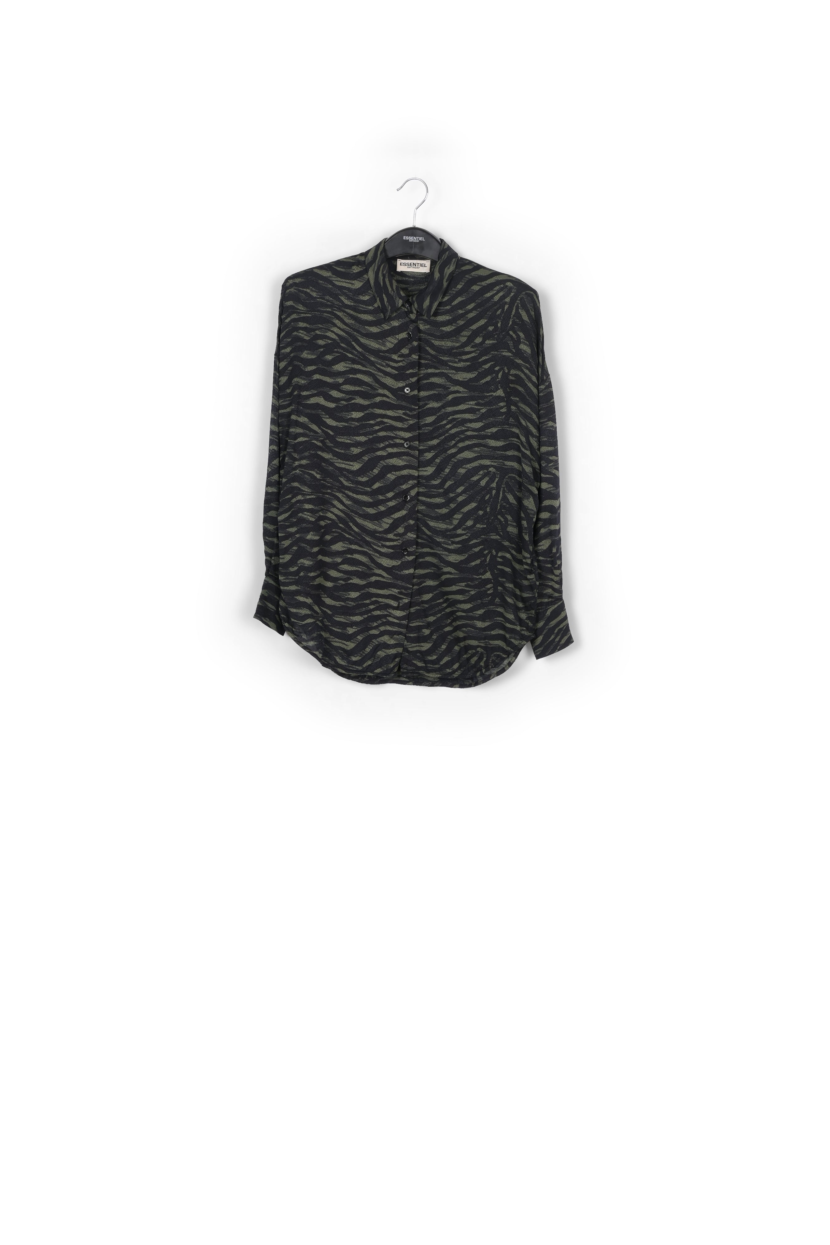 Green and black zebra print oversized shirt RE—SSENTIEL | Essentiel second hand