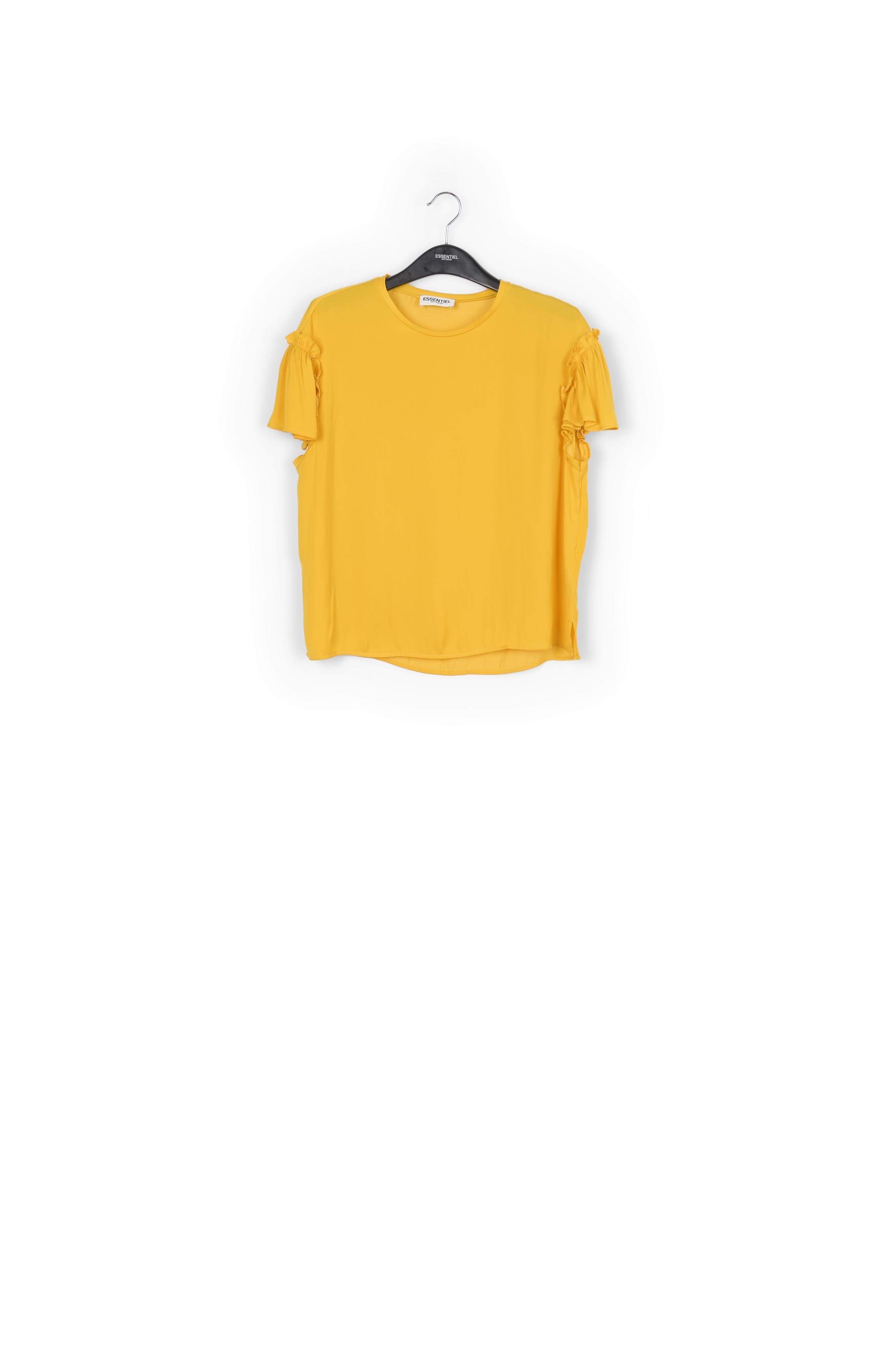 Yellow ruffled short-sleeve top RE—SSENTIEL | Essentiel second hand