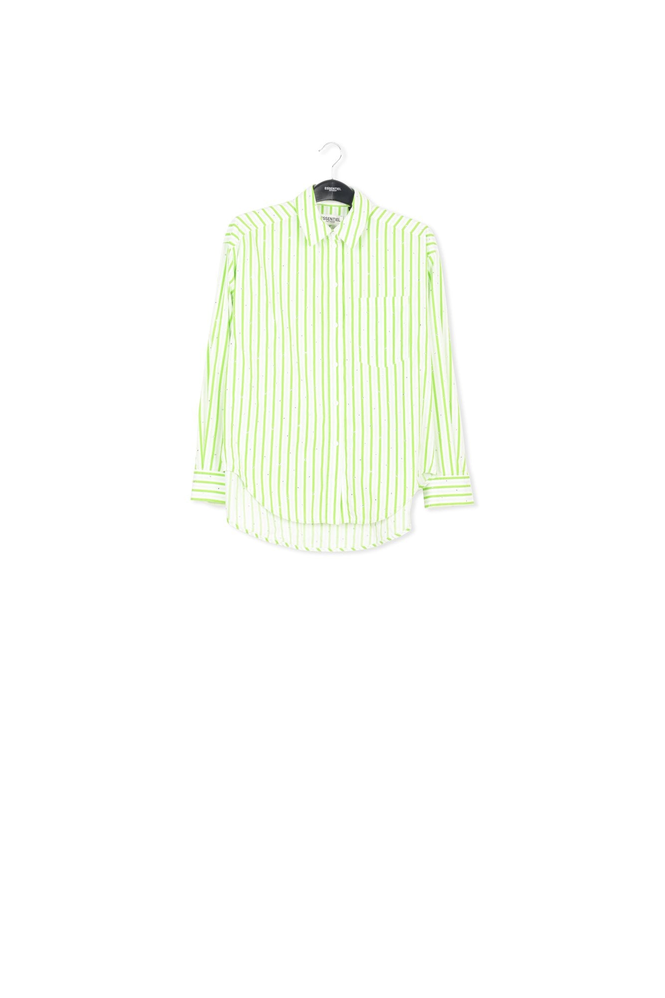 White and green striped cotton shirt with rhinestone embellishments RE—SSENTIEL | Essentiel second hand