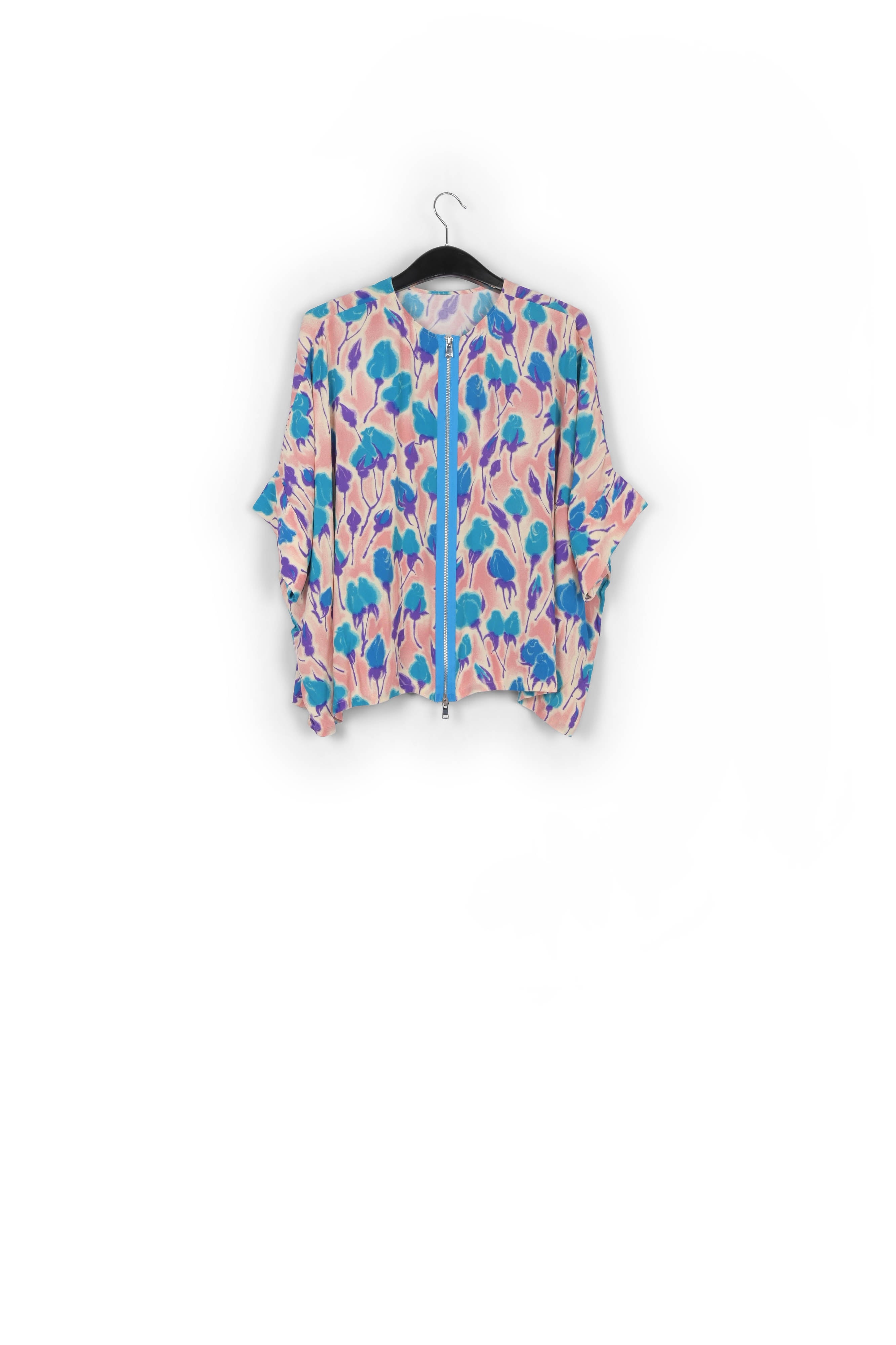 Light pink, blue and purple floral print oversized top RE—SSENTIEL | Essentiel second hand