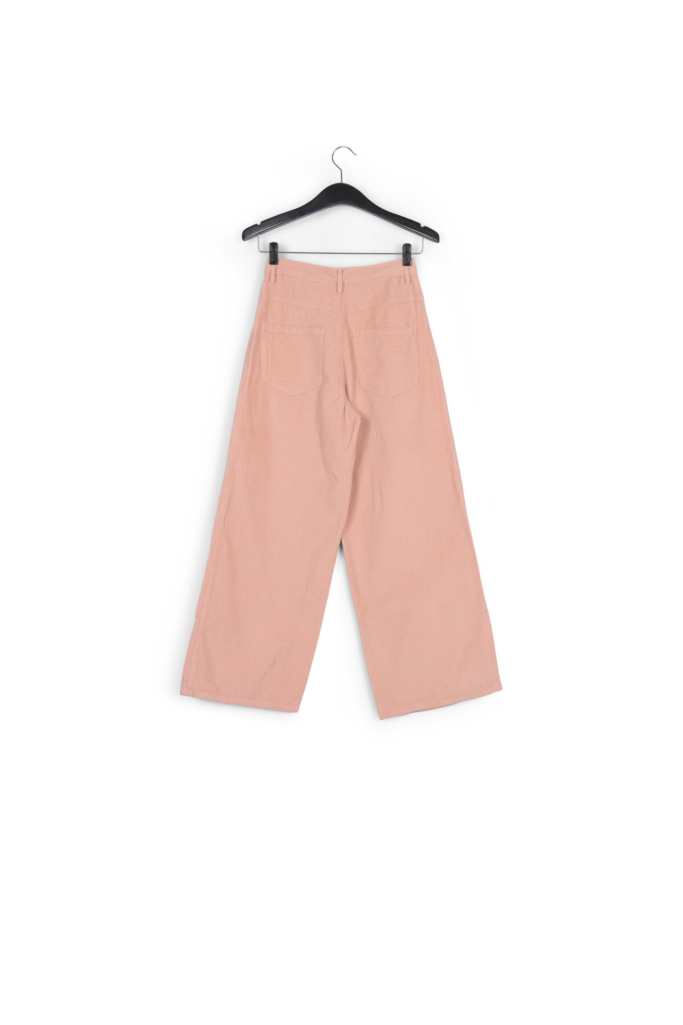 Pantalon 7/8ème jambes larges en velours rose clair RE—SSENTIEL | Essentiel second hand