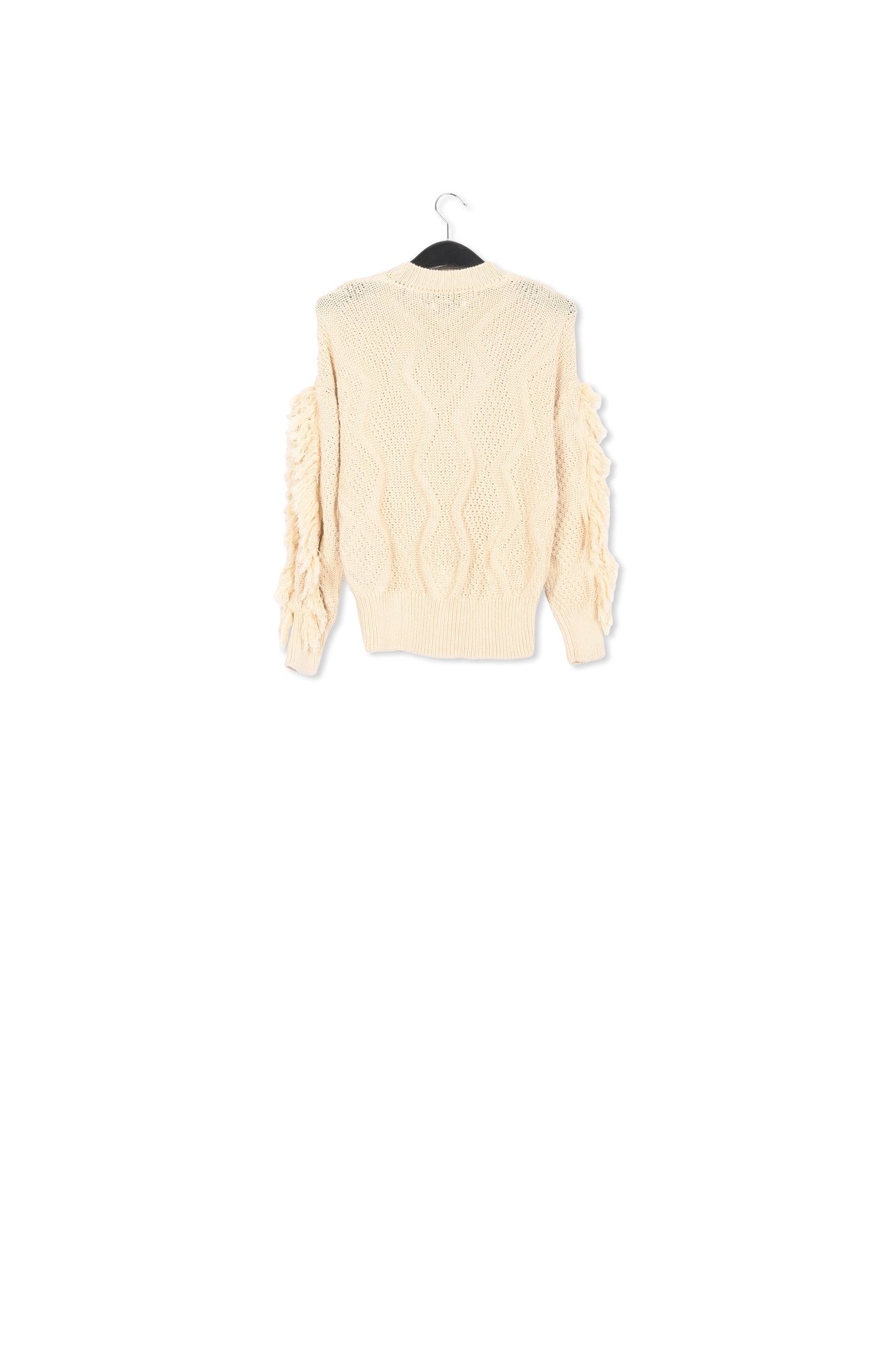 Pull en coton bio écru à  franges RE—SSENTIEL | Essentiel second hand