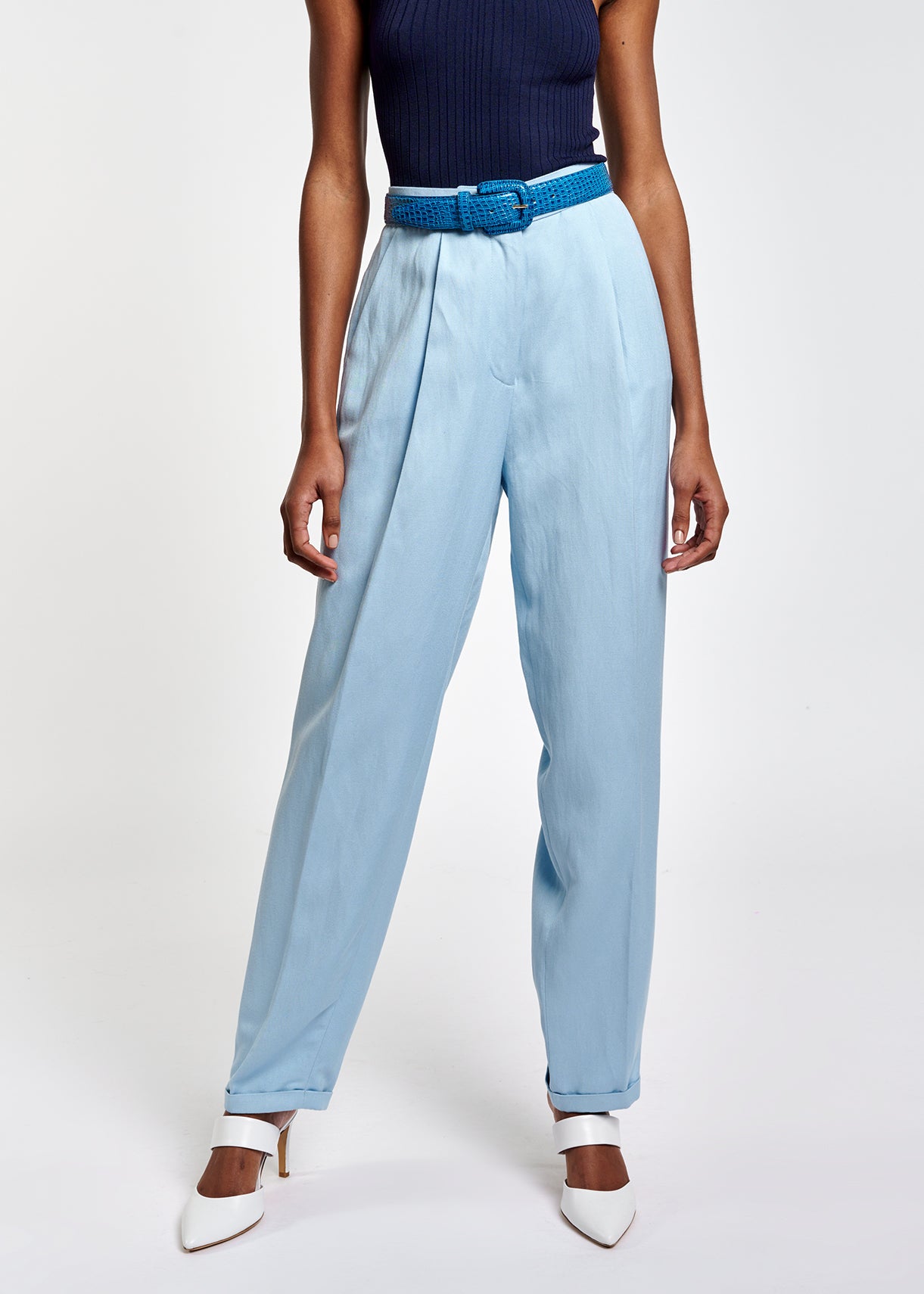 Pantalon bleu clair taille mi-haute RE—SSENTIEL | Essentiel second hand