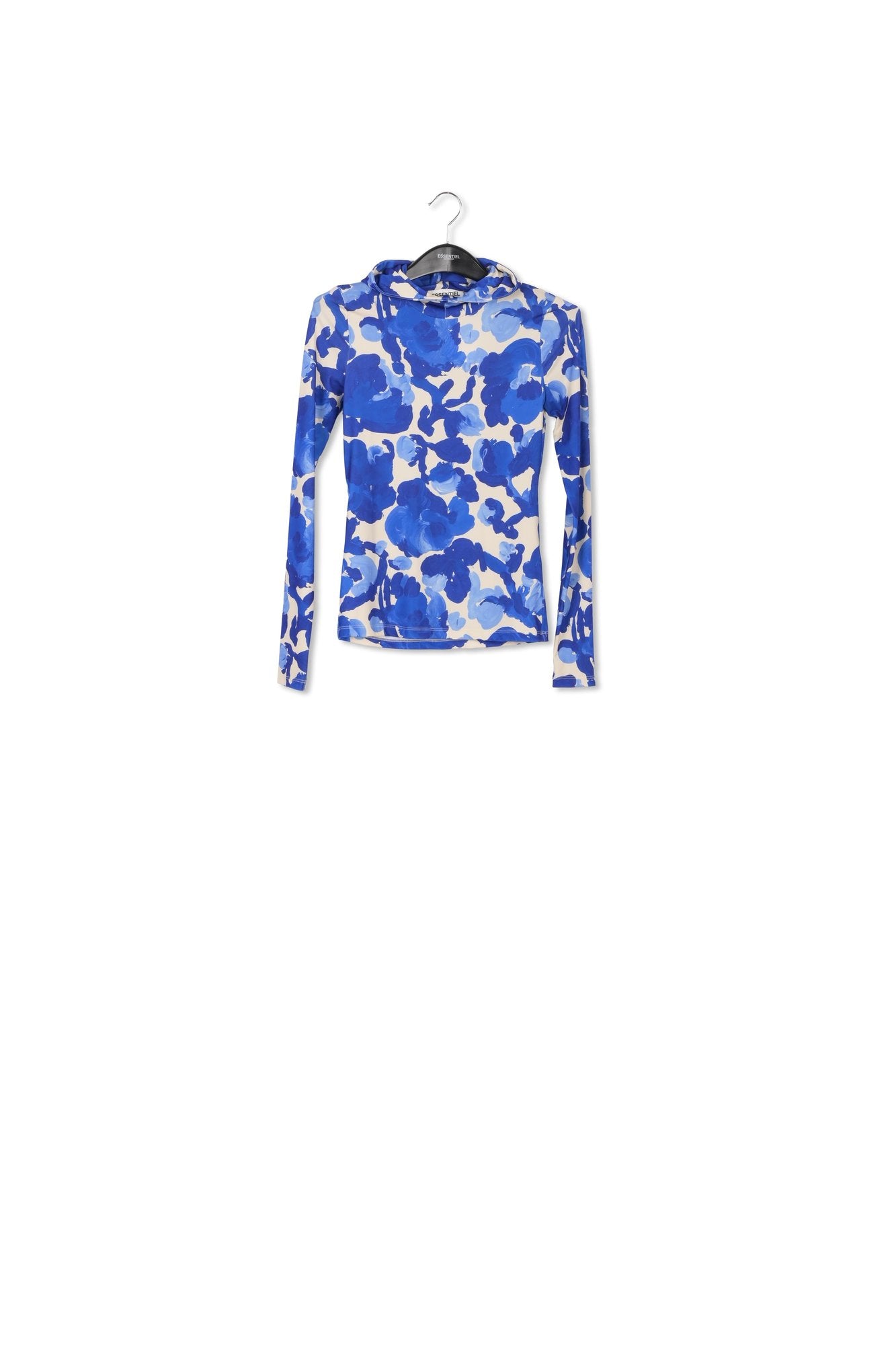 White and blue floral print hooded top RE—SSENTIEL | Essentiel second hand